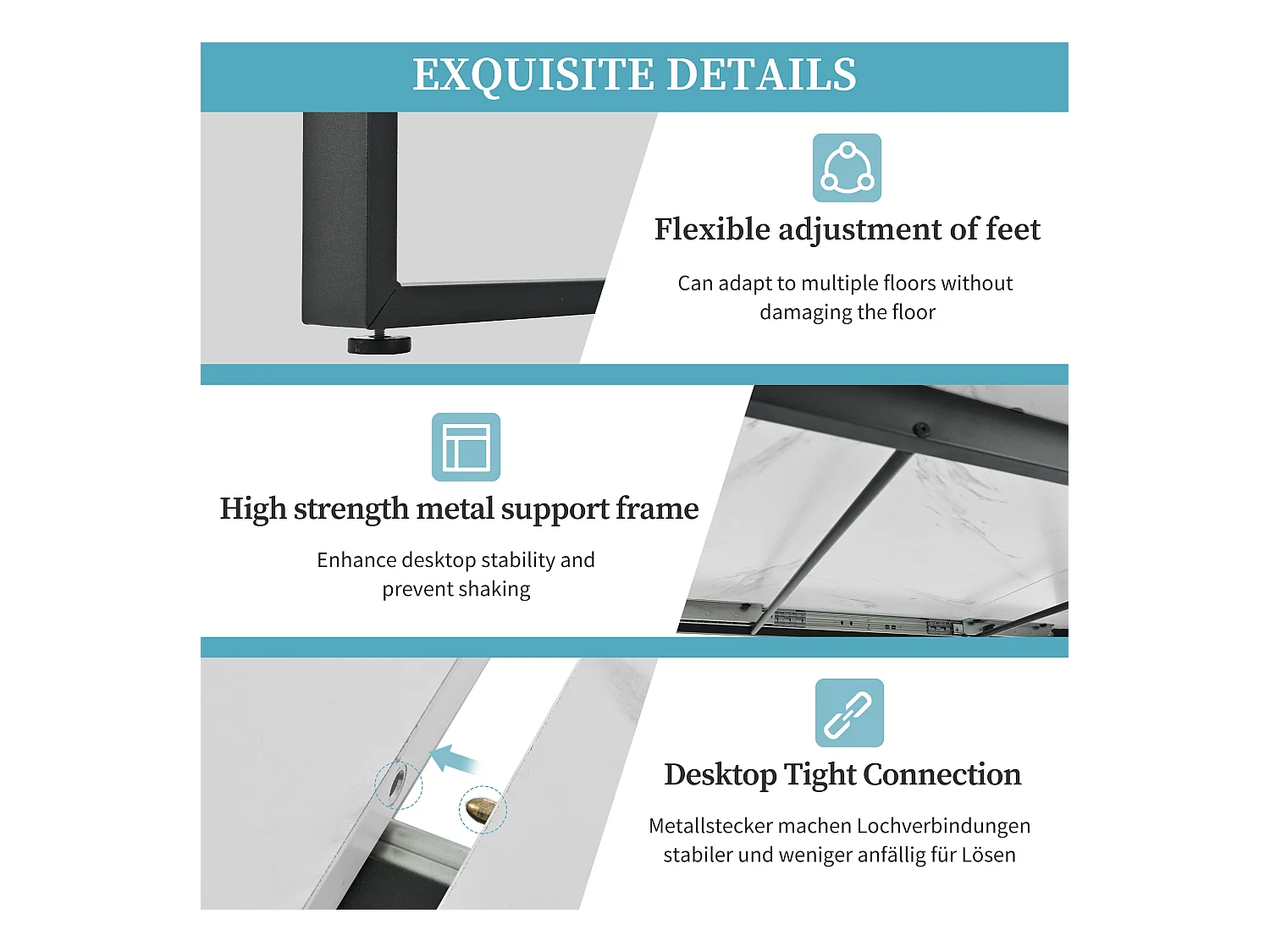 Lot de 9 table à manger et chaises - 140/180 x 80 x 75 cm - table avec pieds en fer + 8 chaises - MDF - noir