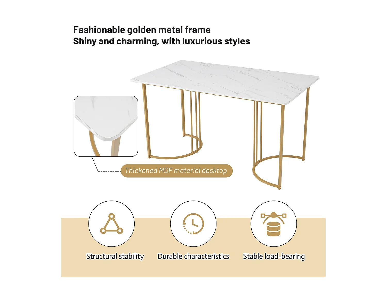 Lot de 5 table à manger et chaises - 140 x 80 x 75 cm - table à pieds or - velours + MDF - vert foncé