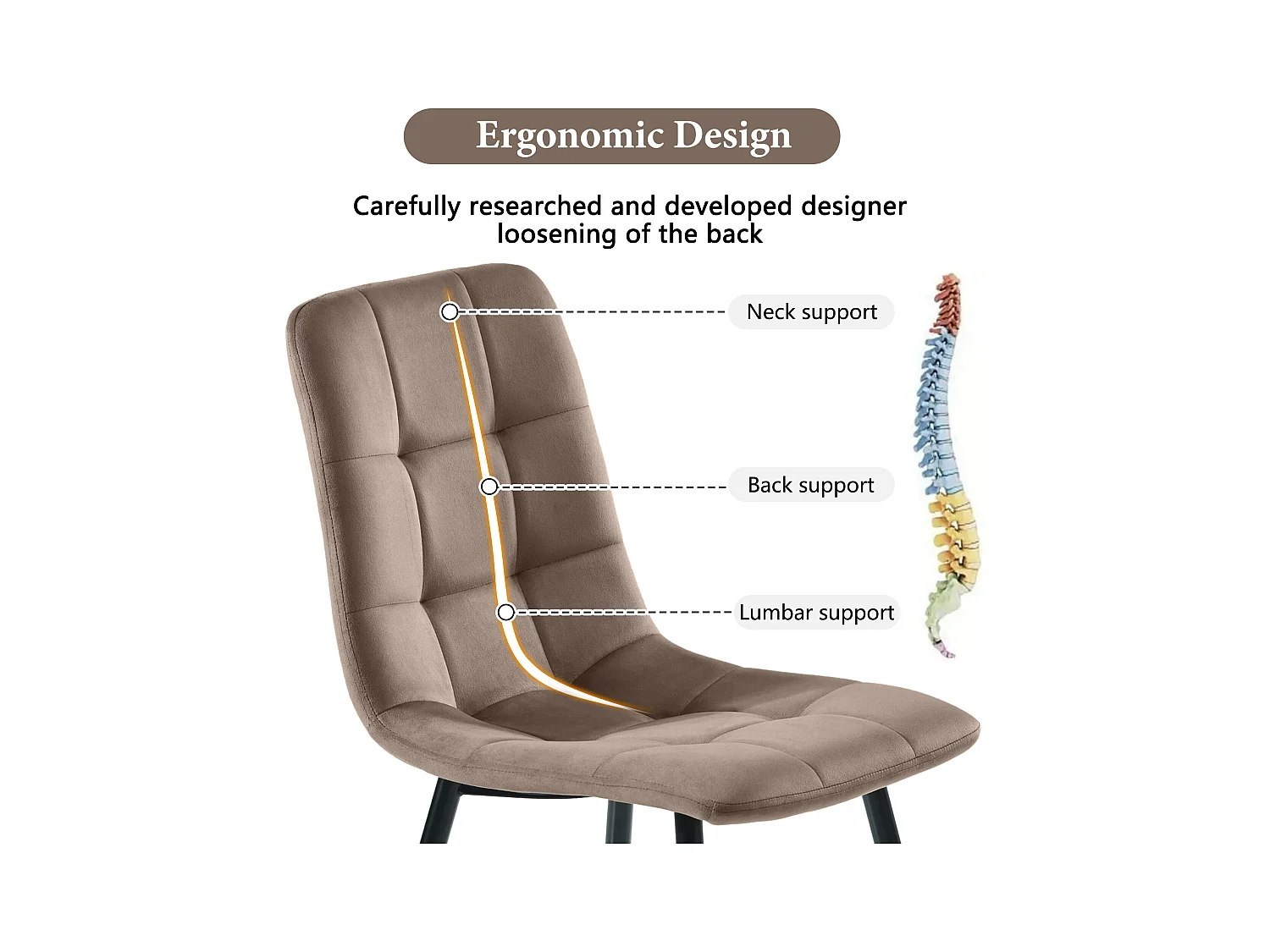 Lot de 5 table à manger et chaises - 140 x 80 x 75 cm - table à pieds noir + 4 chaises brun ​- MDF - gris