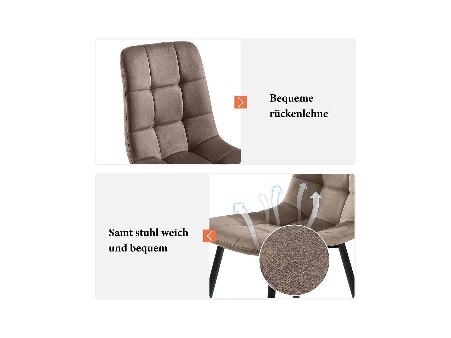 Lot de 5 table à manger et chaises - 140 x 80 x 75 cm - table à pieds noir + 4 chaises brun ​- MDF - gris