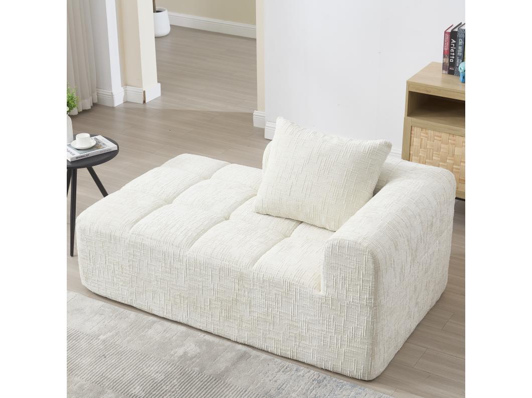 Sofá chaise longue confortável - 158 x 90 x 60 cm - fácil de montar - com almofadas e bolsos - veludo - bege