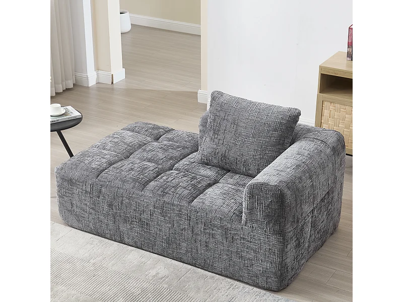 Sofá chaise longue confortável - 158 x 90 x 60 cm - fácil de montar - com almofadas e bolsos - veludo - cinza