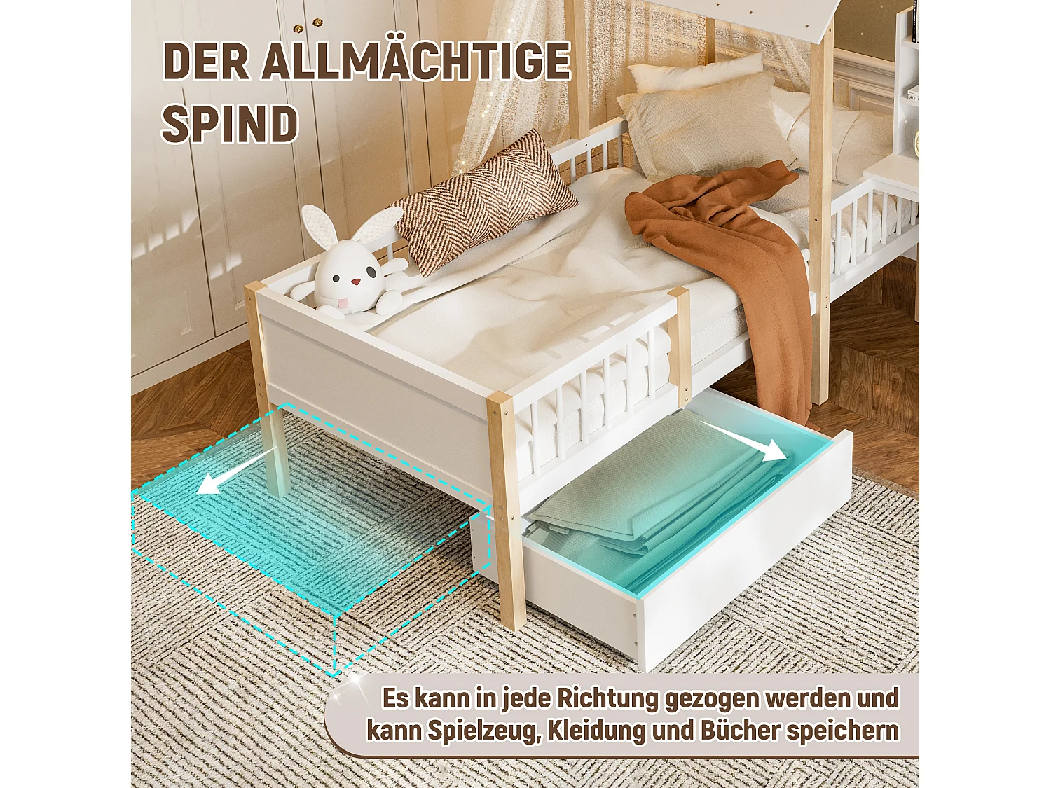 Lit combiné pour enfant - 90 x 200 cm - avec bureau en L + étagères intégrés + 1 tirois - bois - blanc