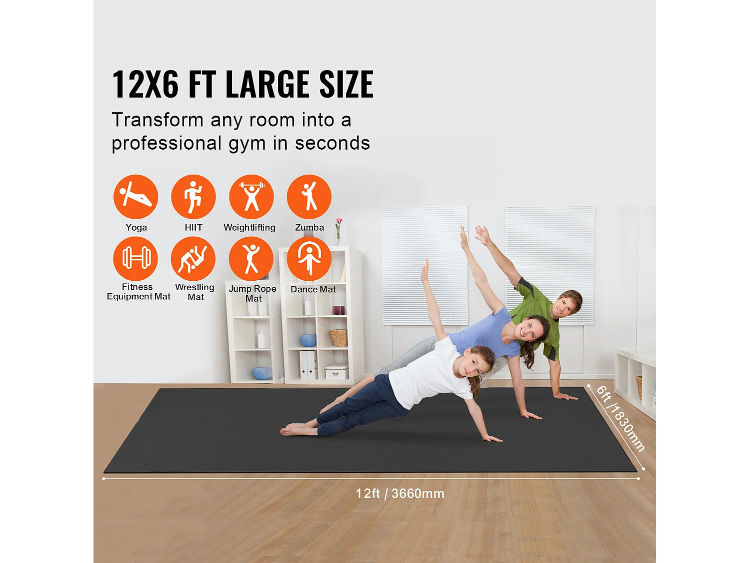 Tappetino di Yoga SucceBuy, Tappetino di Esercizio, 3,6 x 1,8 m, Antiscivolante, Yoga, Fitness, Esercizio, per Pilates e Allenamento sul Suolo
