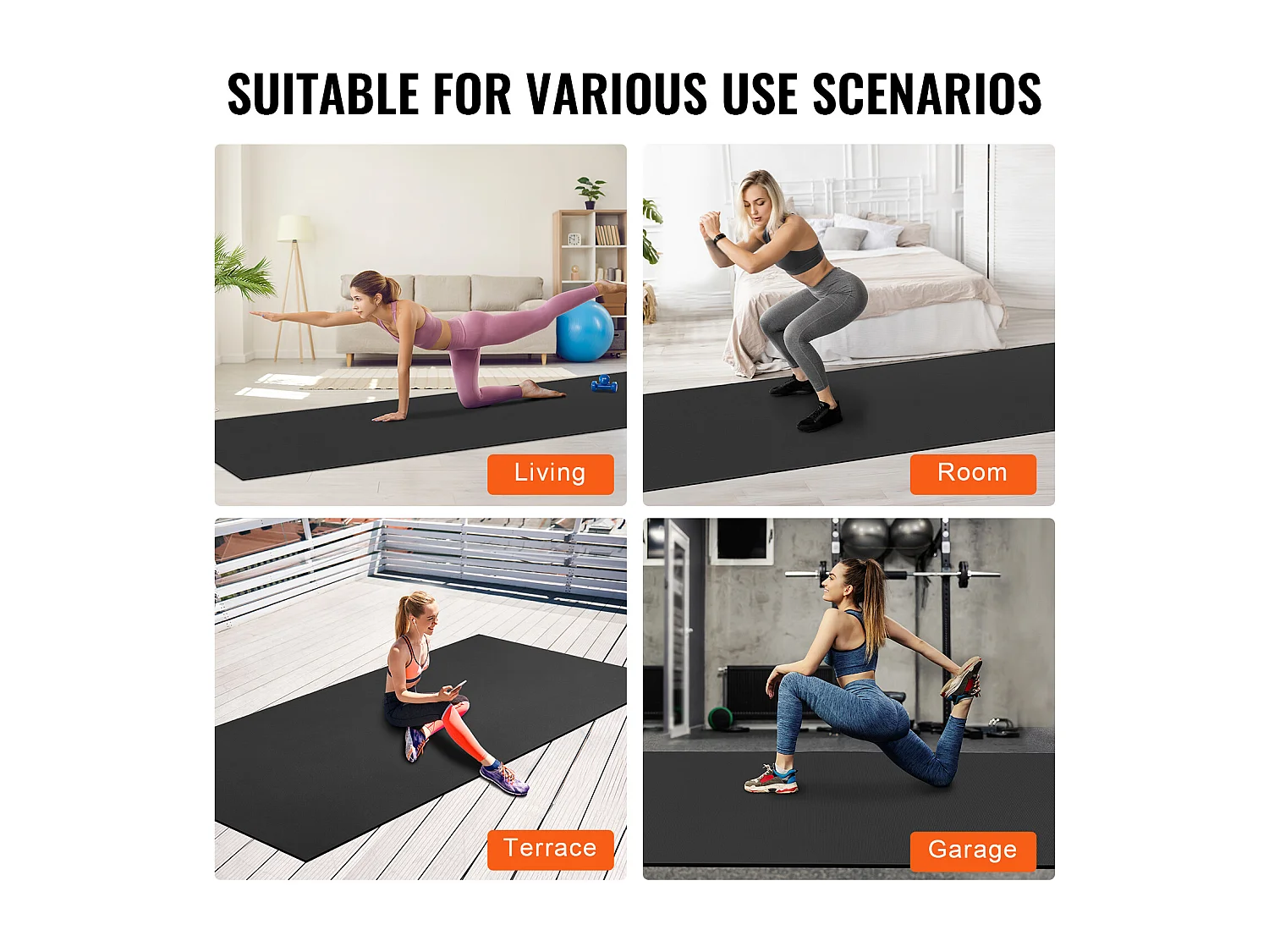 Tappetino di Yoga SucceBuy, Tappetino di Esercizio, 3,6 x 1,8 m, Antiscivolante, Yoga, Fitness, Esercizio, per Pilates e Allenamento sul Suolo