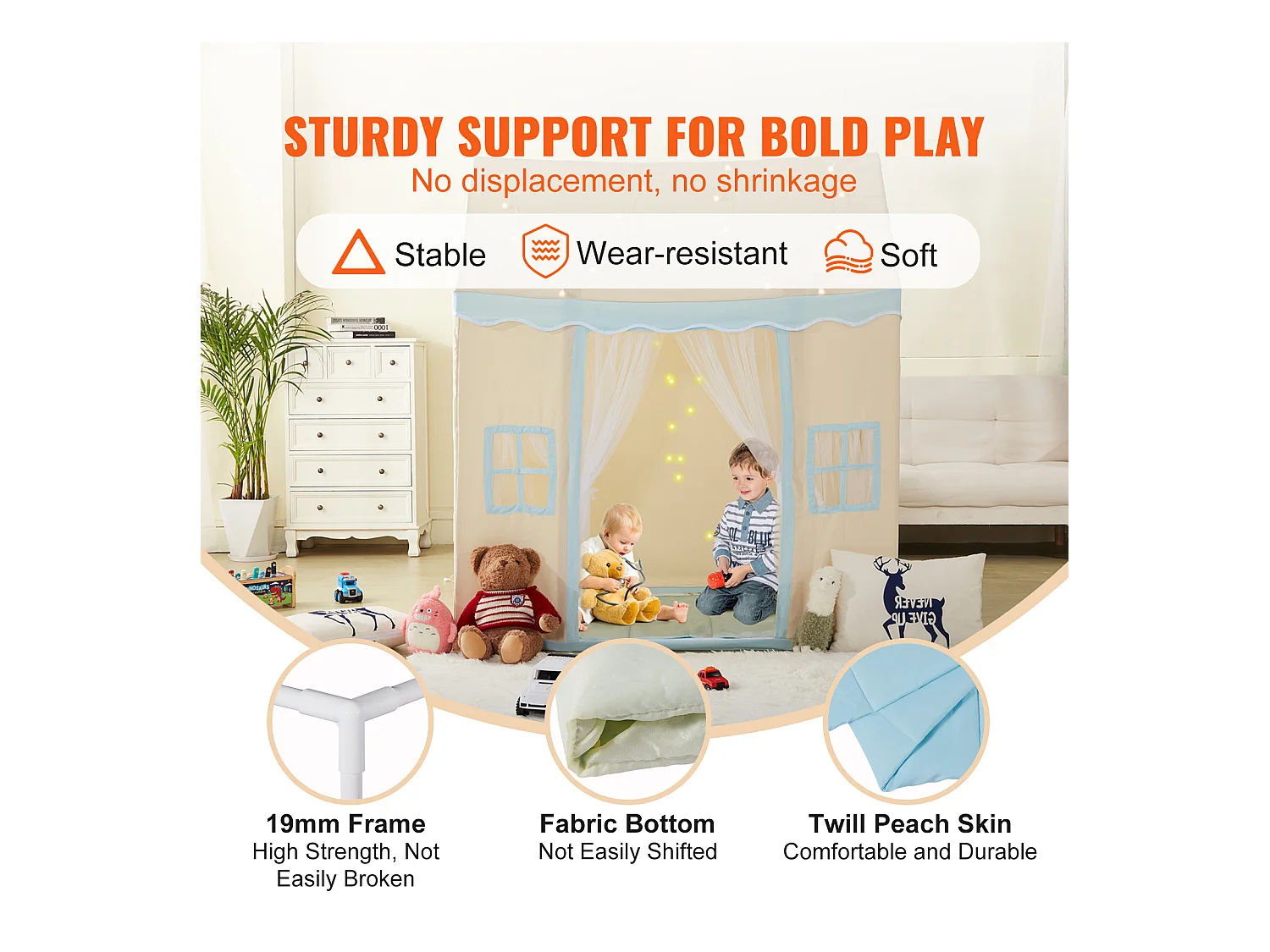 Tente de Jeu pour Enfants SucceBuy, 1 à 5 Ans, avec Tapis et Lampe