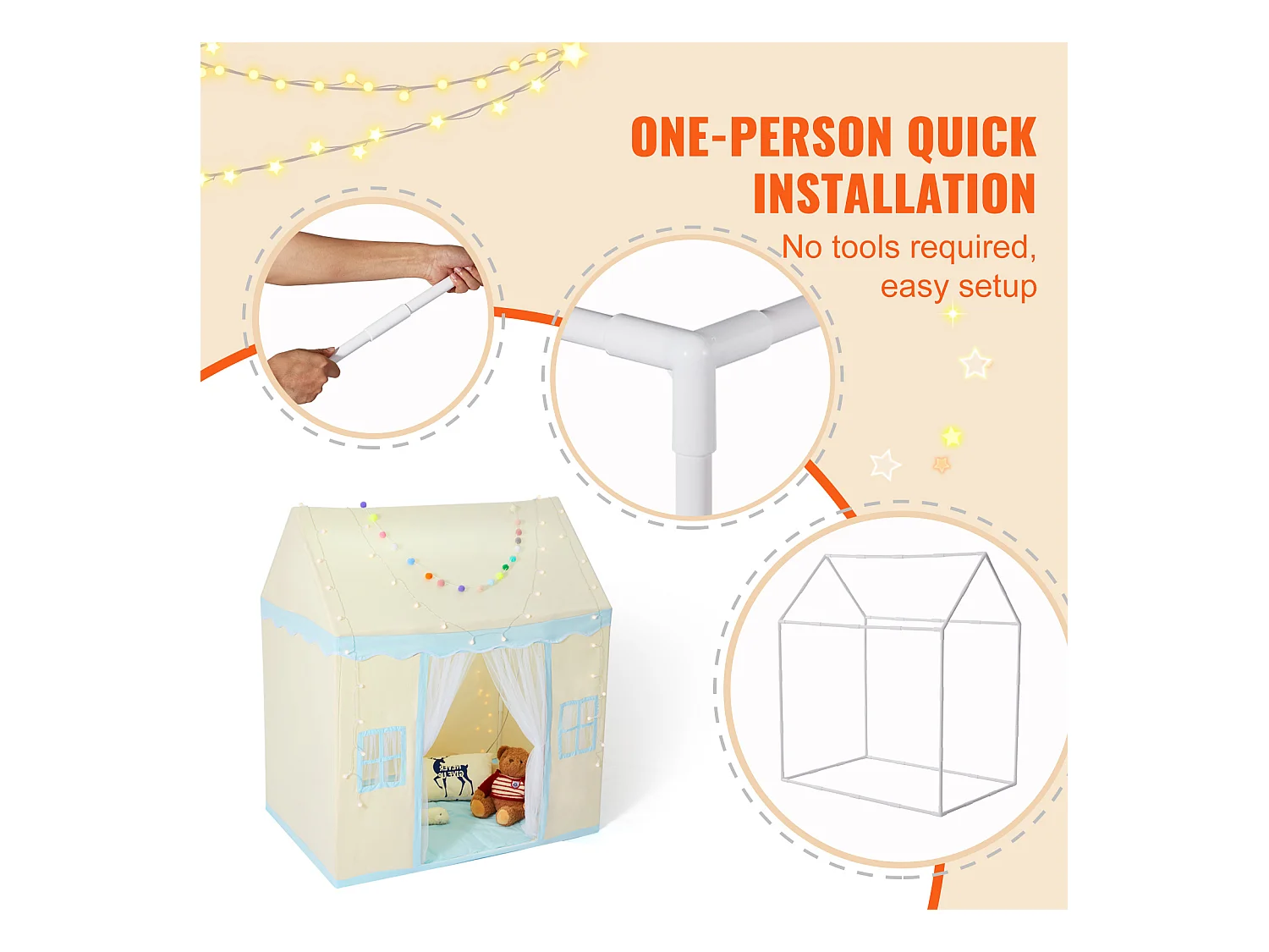 Tente de Jeu pour Enfants SucceBuy, 1 à 5 Ans, avec Tapis et Lampe