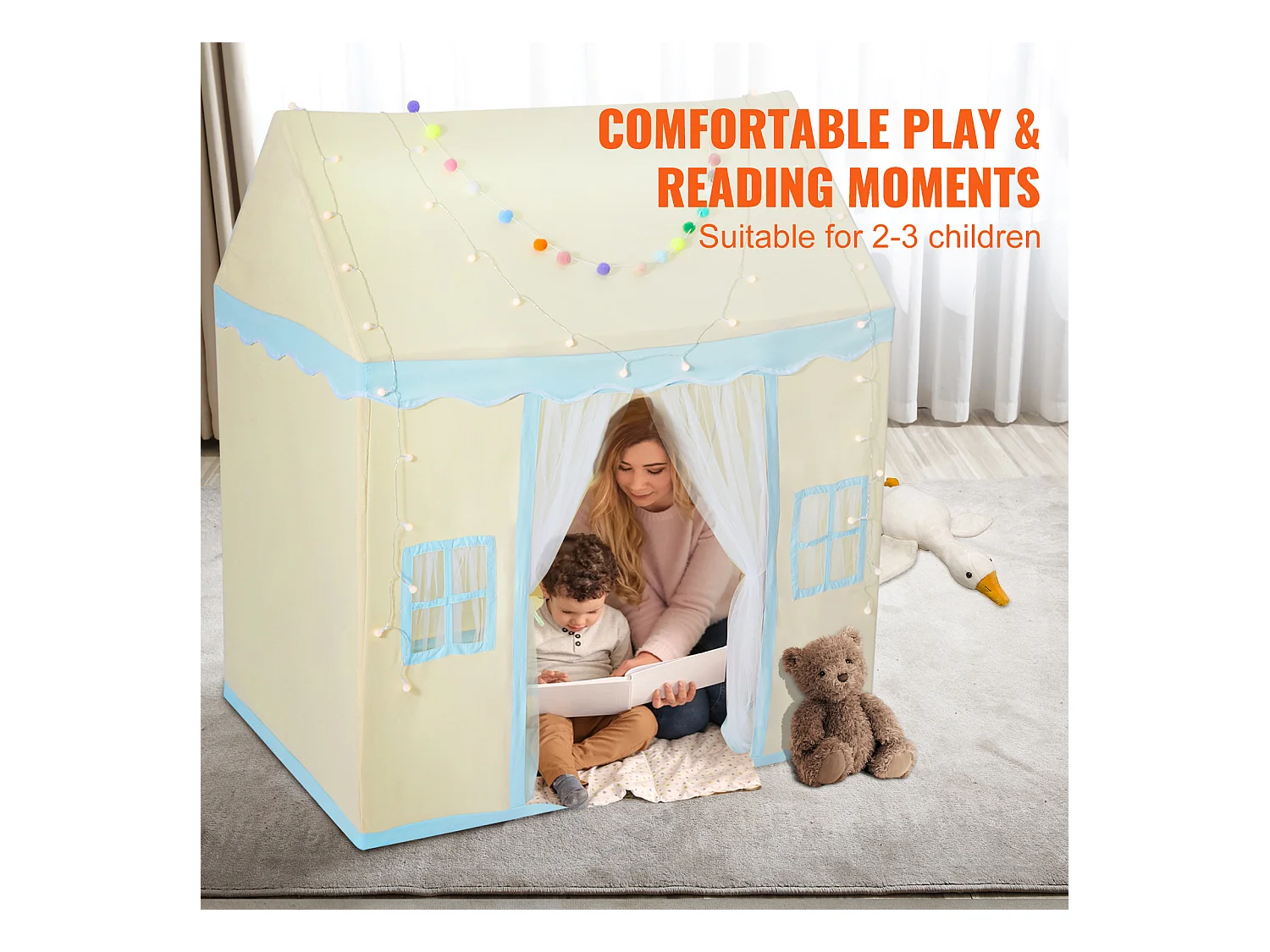 Tente de Jeu pour Enfants SucceBuy, 1 à 5 Ans, avec Tapis et Lampe