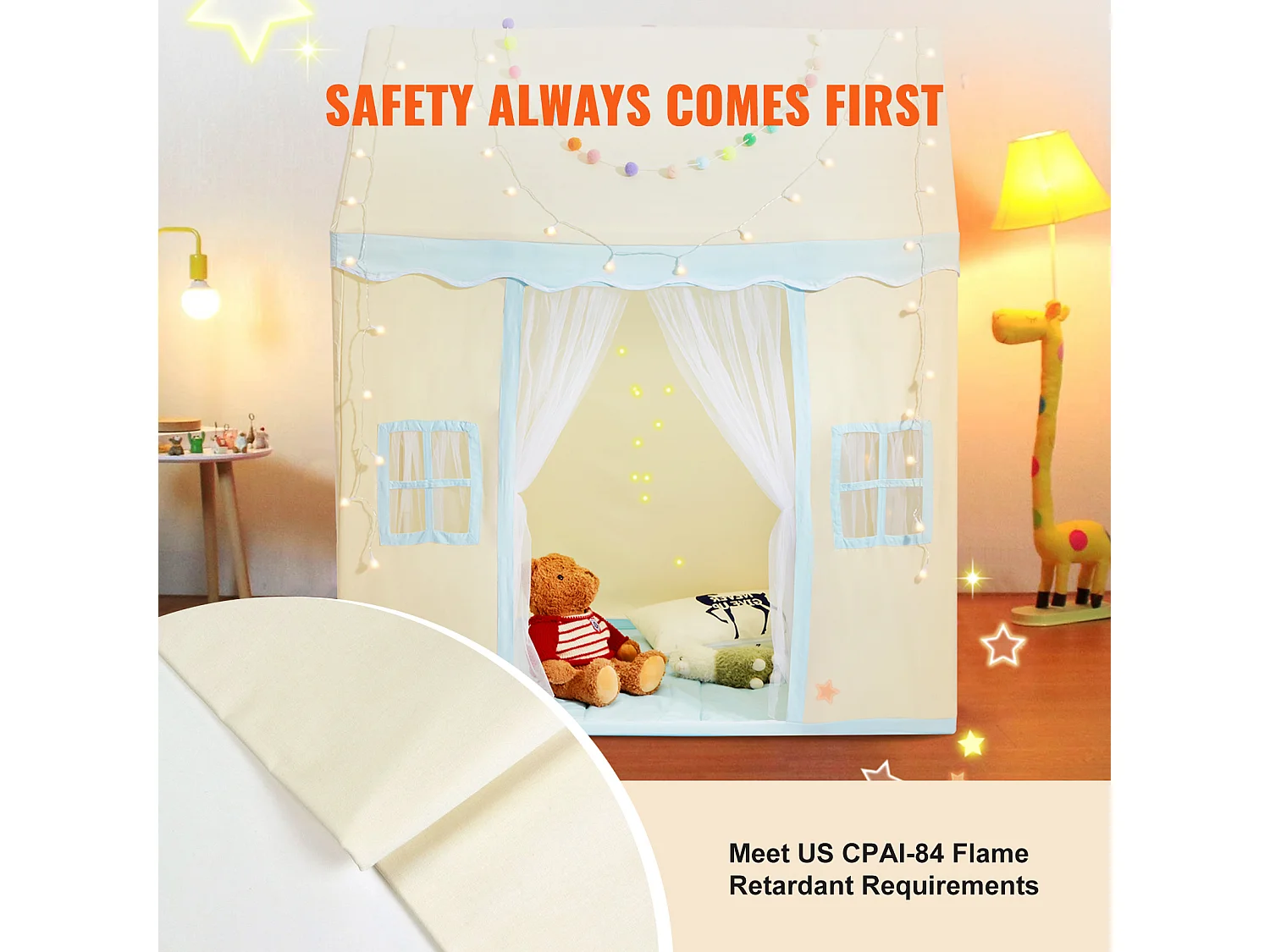 Tente de Jeu pour Enfants SucceBuy, 1 à 5 Ans, avec Tapis et Lampe