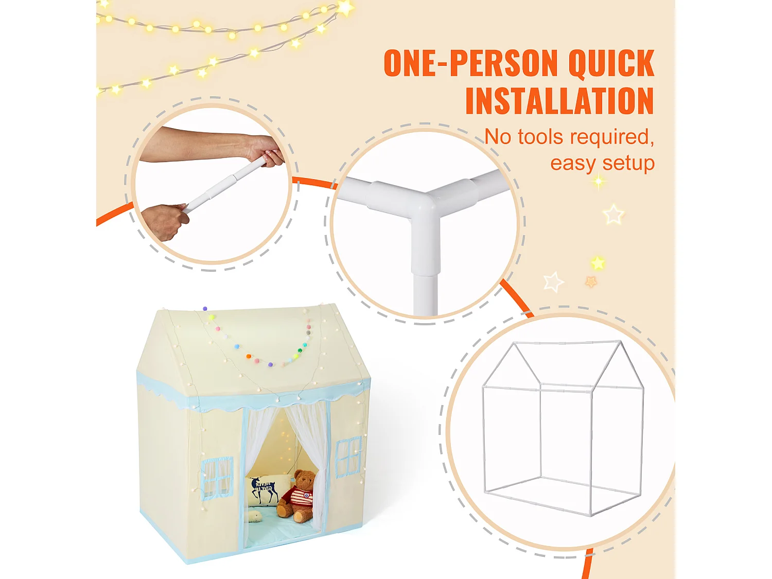 Tente de Jeu pour Enfants SucceBuy, 1 à 5 Ans, avec Tapis et Lampe