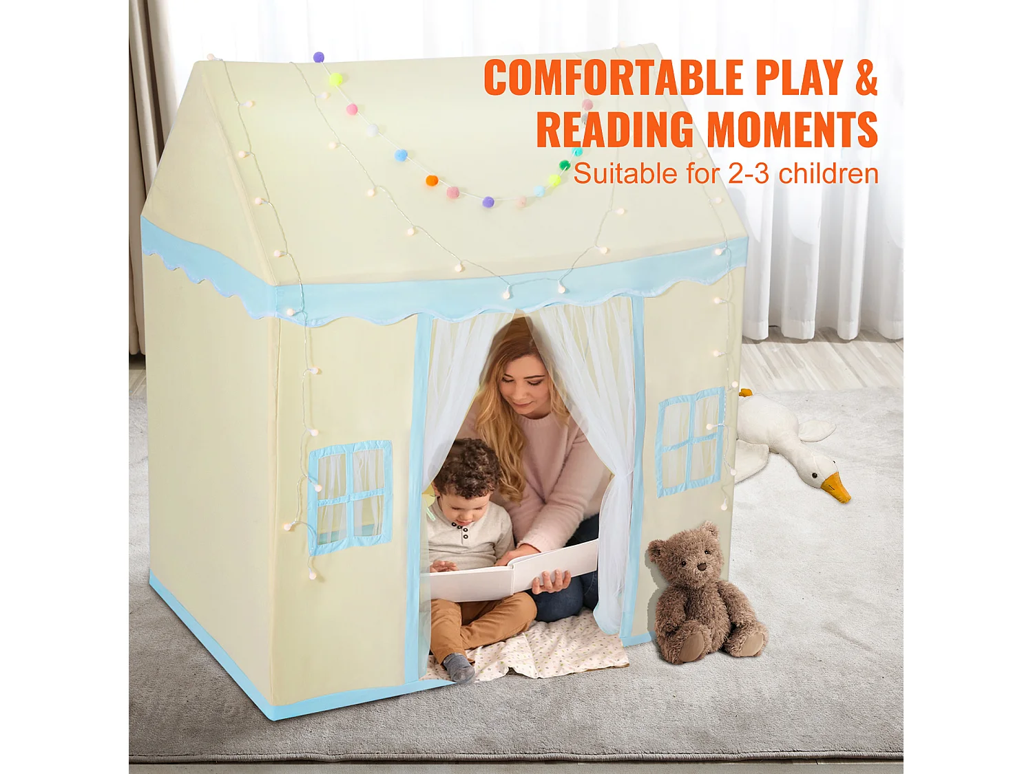 Tente de Jeu pour Enfants SucceBuy, 1 à 5 Ans, avec Tapis et Lampe