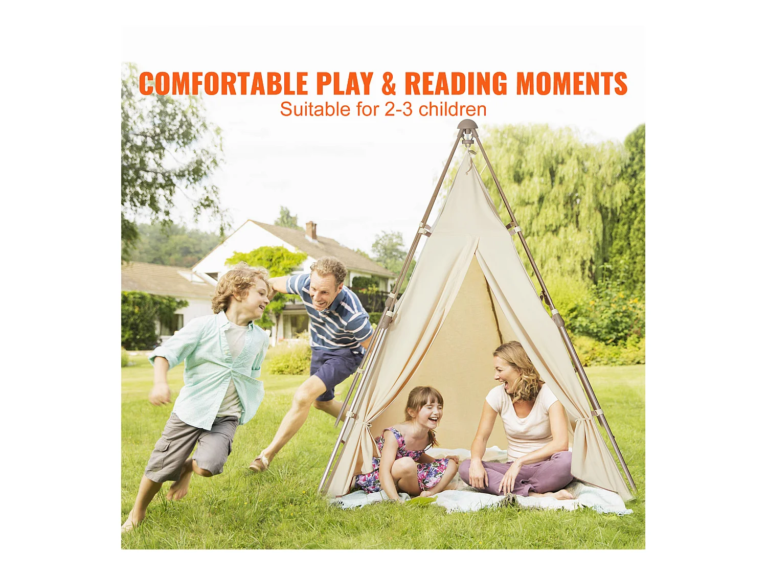 Tente de Jeu pour Enfants SucceBuy, Tente Tipi Pliable avec Tapis et Sac de Transport