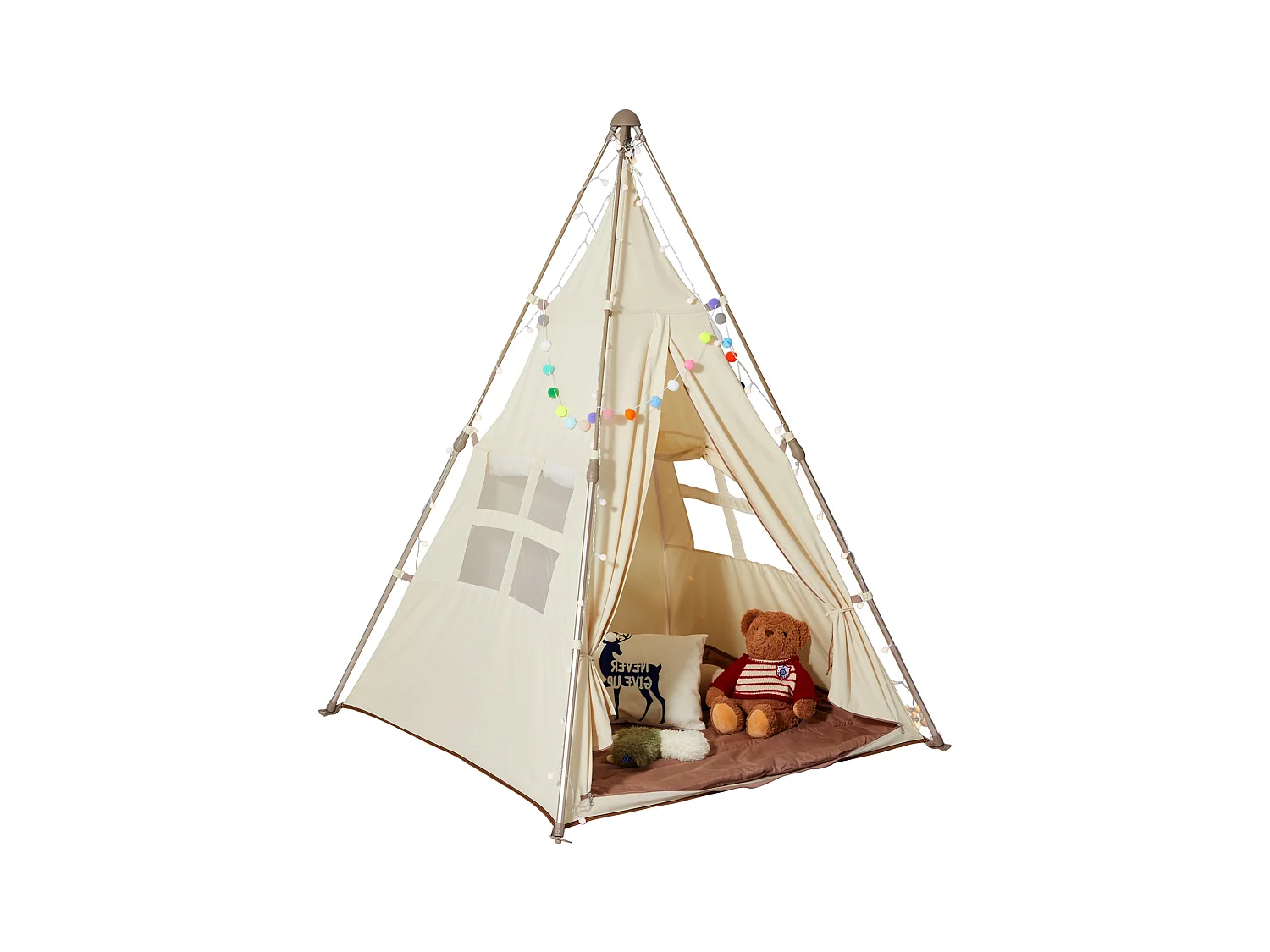 Tente de Jeu pour Enfants SucceBuy, Tente Tipi Pliable avec Tapis et Sac de Transport
