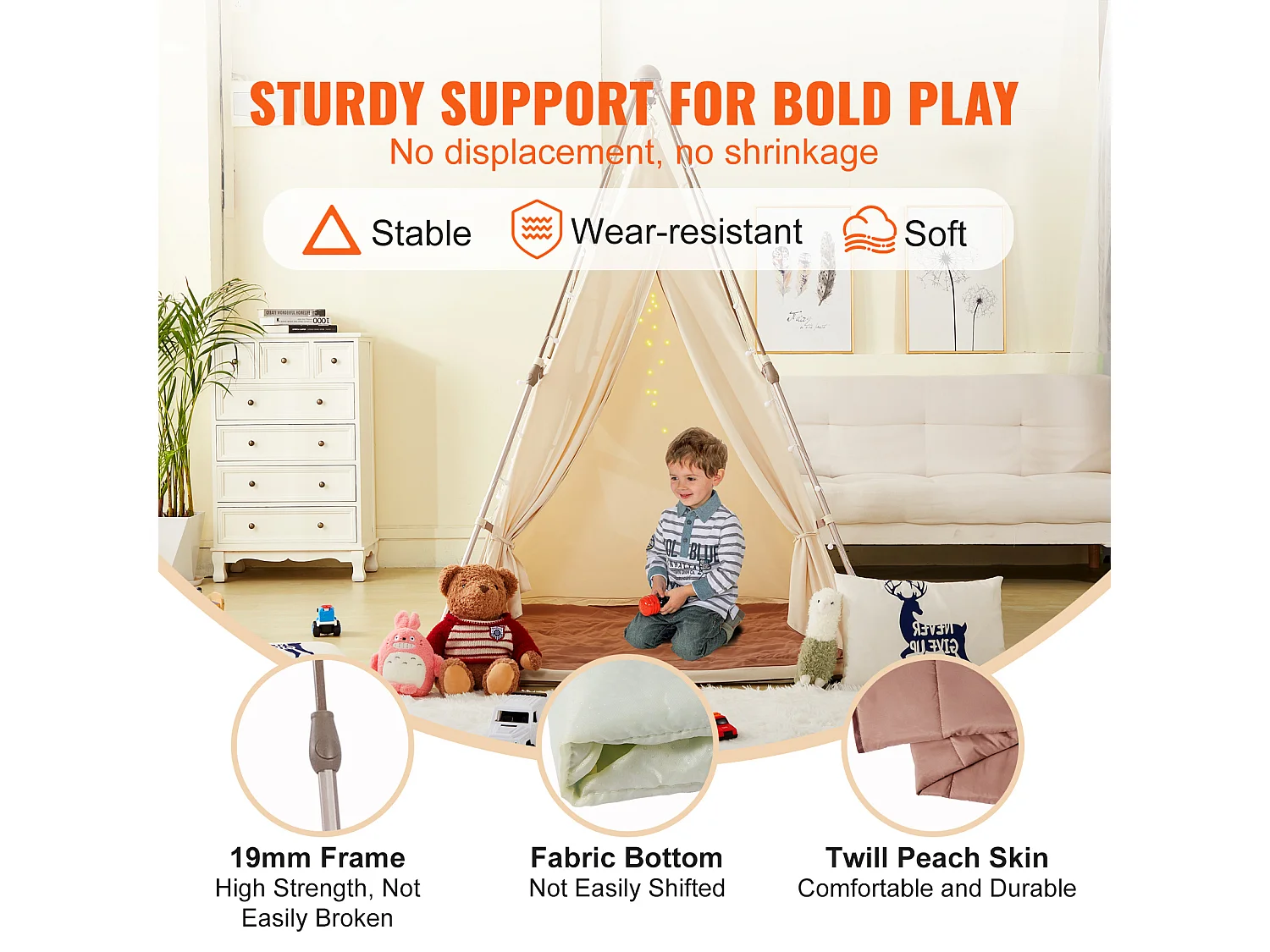 Tenda da Gioco per Bambini SucceBuy, Tenda Tipi Pieghevole con Tappeto e Borsa di Trasporto