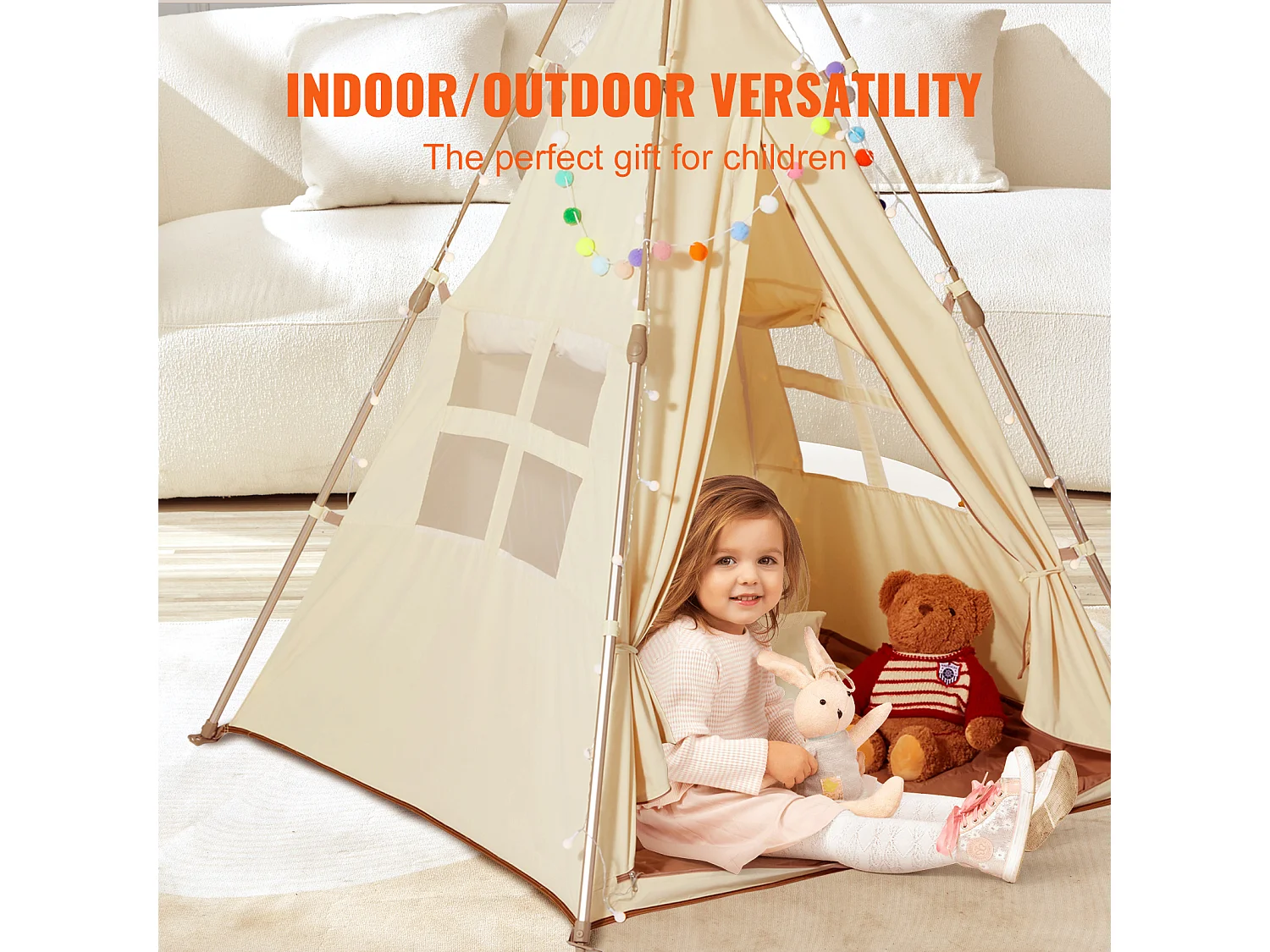 Tenda da Gioco per Bambini SucceBuy, Tenda Tipi Pieghevole con Tappeto e Borsa di Trasporto