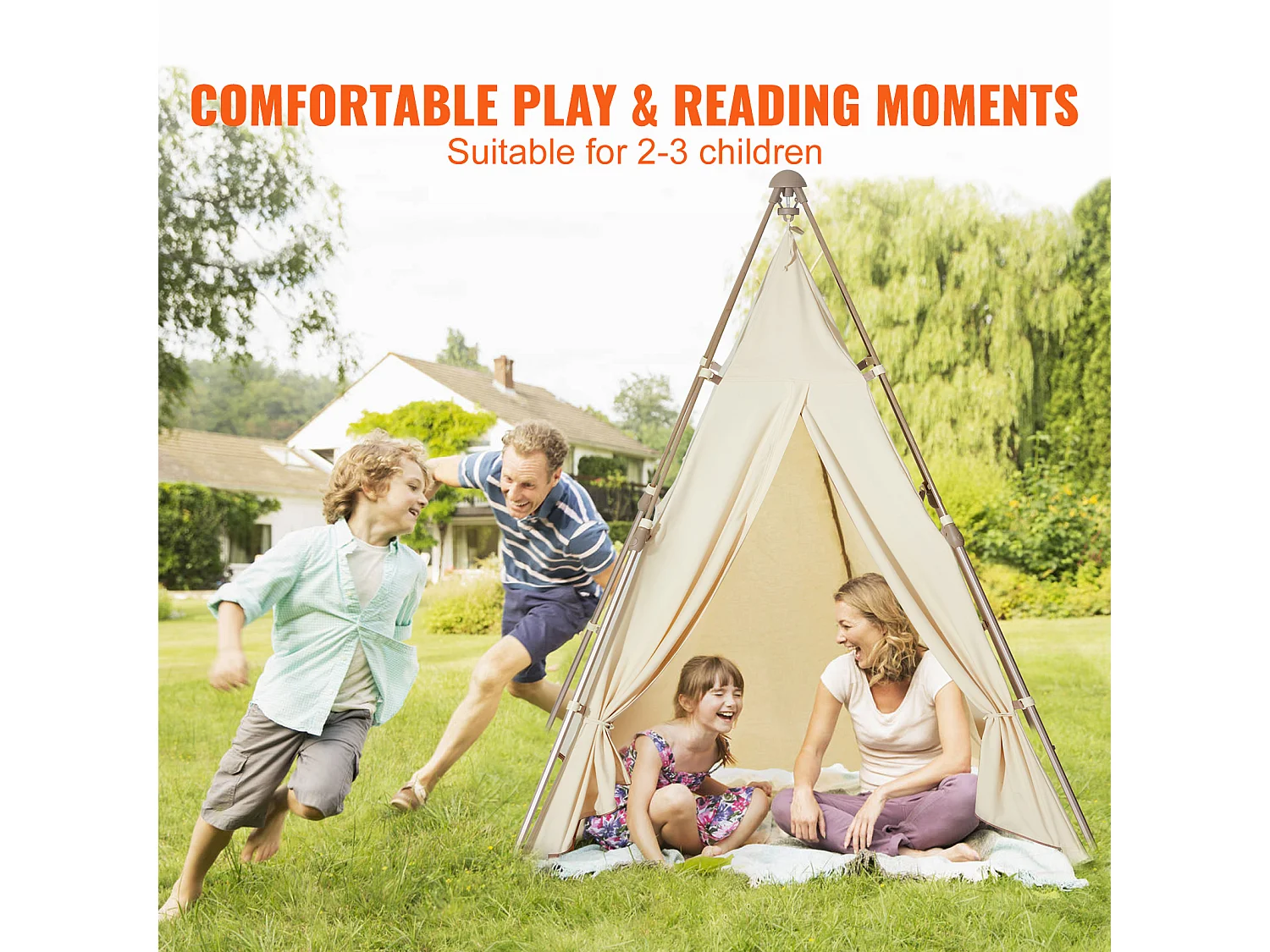 Tenda da Gioco per Bambini SucceBuy, Tenda Tipi Pieghevole con Tappeto e Borsa di Trasporto