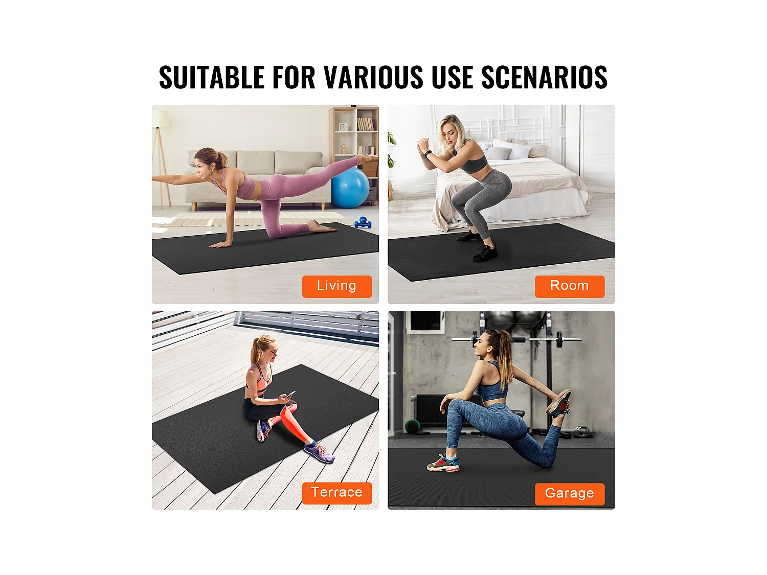 Tapis de Yoga SucceBuy, 2,4 x 1,5 m, Tapis de Yoga Antidérapant Haute Densité, pour Yoga à Domicile, Pilates et Entraînement au Sol