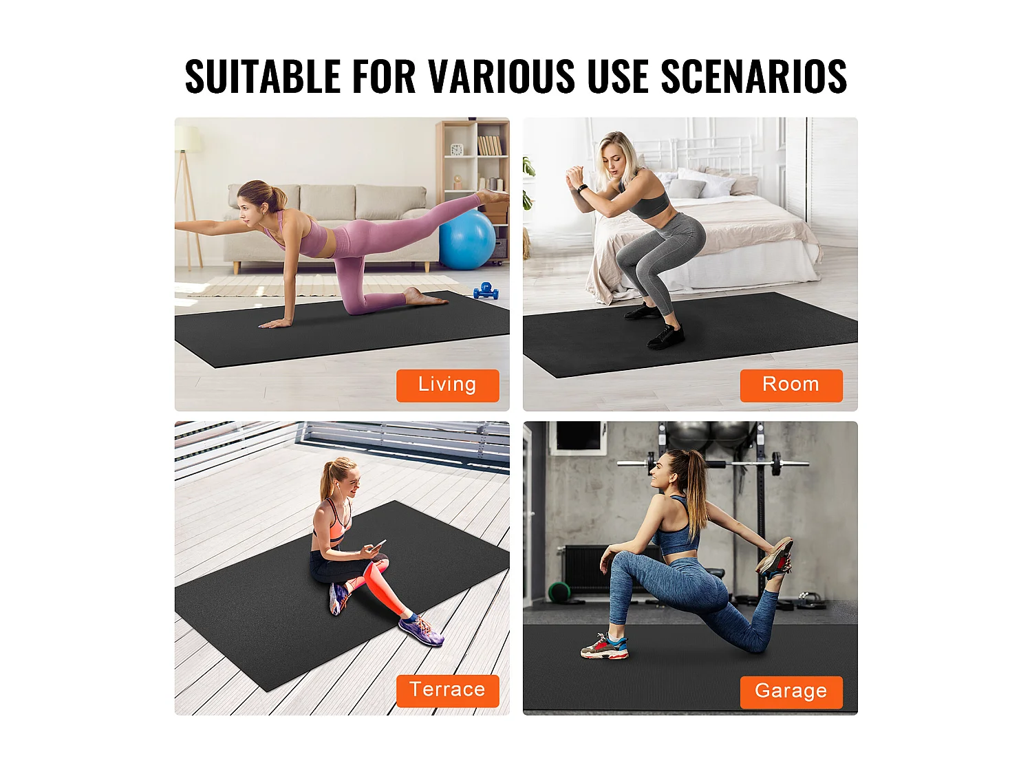 Tapete de Yoga SucceBuy, 2,4 x 1,5 m, Tapete de Yoga Antiderrapante de Alta Densidade, para Yoga em Casa, Pilates e Treinamento no Chão