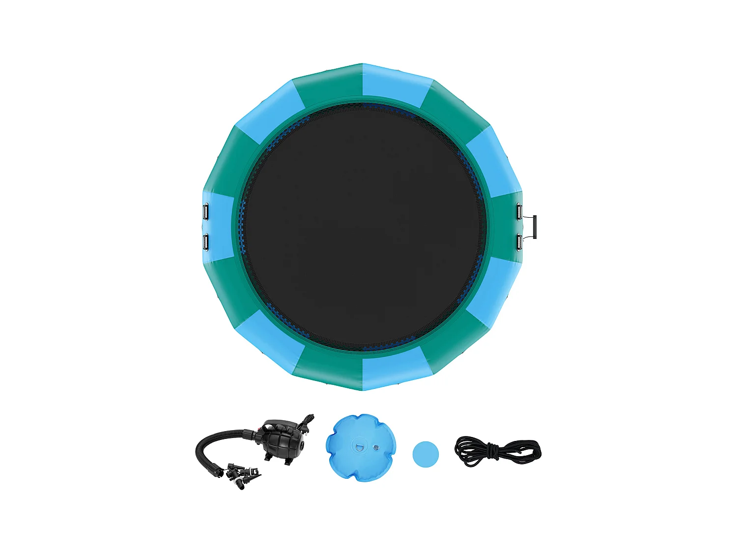 Hinflasbares Wasser-Trampolin SucceBuy 457 cm, Wasser-Trampolin 470x60 cm, Blau-Grün