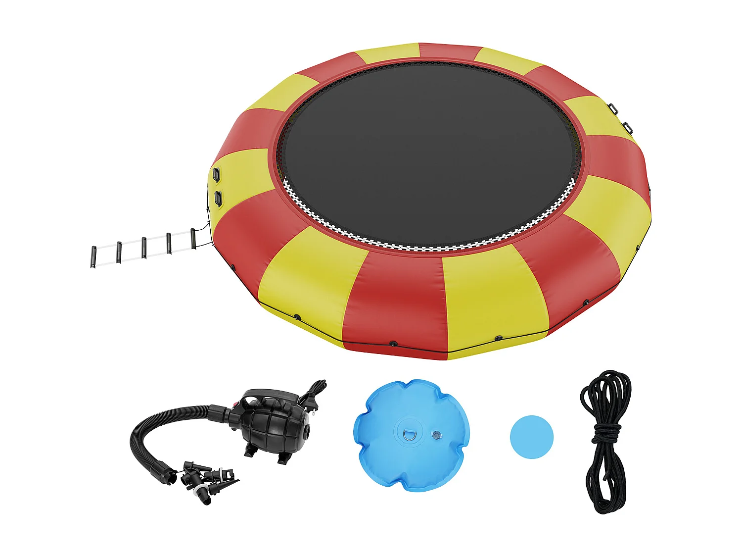 Trampoline Aquatique Gonflable SucceBuy 518 cm, Trampoline sur l’Eau 537x90 cm, Matériau PVC Durable
