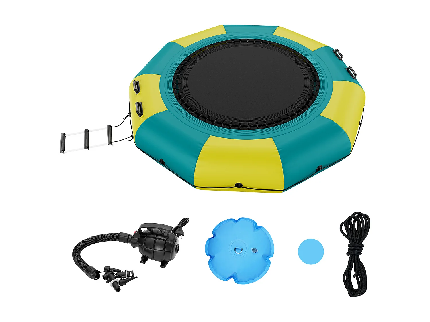 Trampoline Aquatique Gonflable SucceBuy 305 cm, Trampoline sur l’Eau 310x60 cm, Plate-forme de Natation