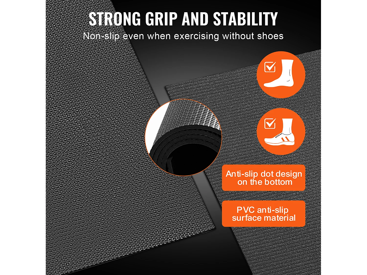 Yogamat SucceBuy, Premium Oefenmat, 3 x 1,8 m, Zwart, voor Yoga Thuis, Pilates en Bodentraining