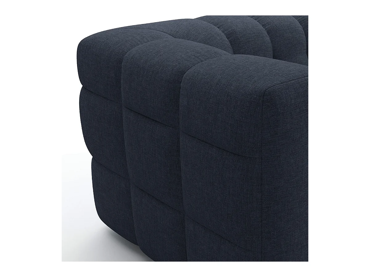 Canapé capitonné 3 places en tissu chenille bleu foncé - Cester