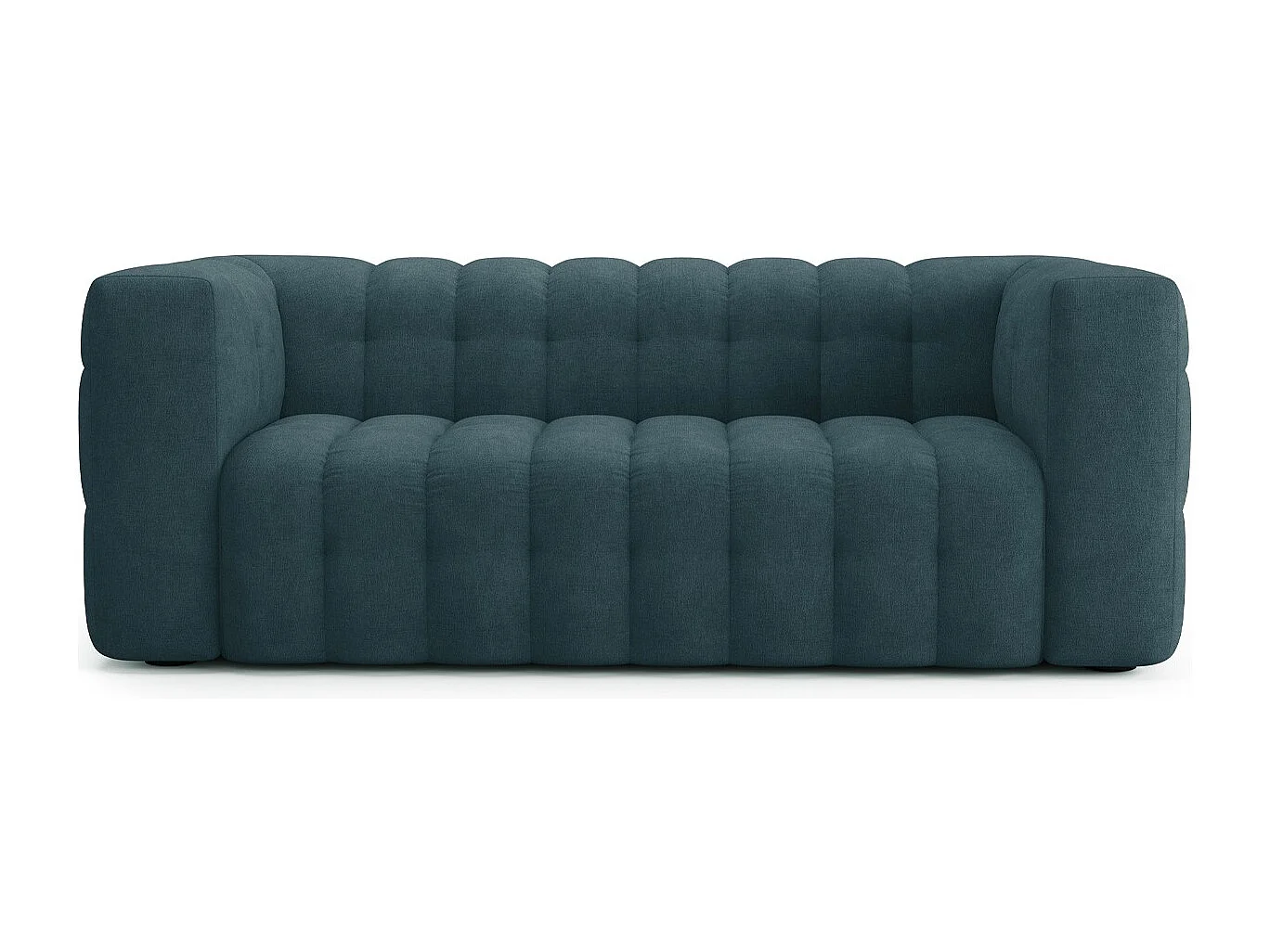 Canapé capitonné 3 places en tissu chenille bleu foncé - Cester