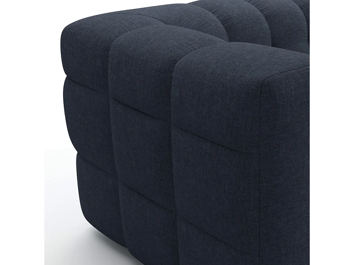 Canapé capitonné 3 places en tissu chenille bleu foncé - Cester