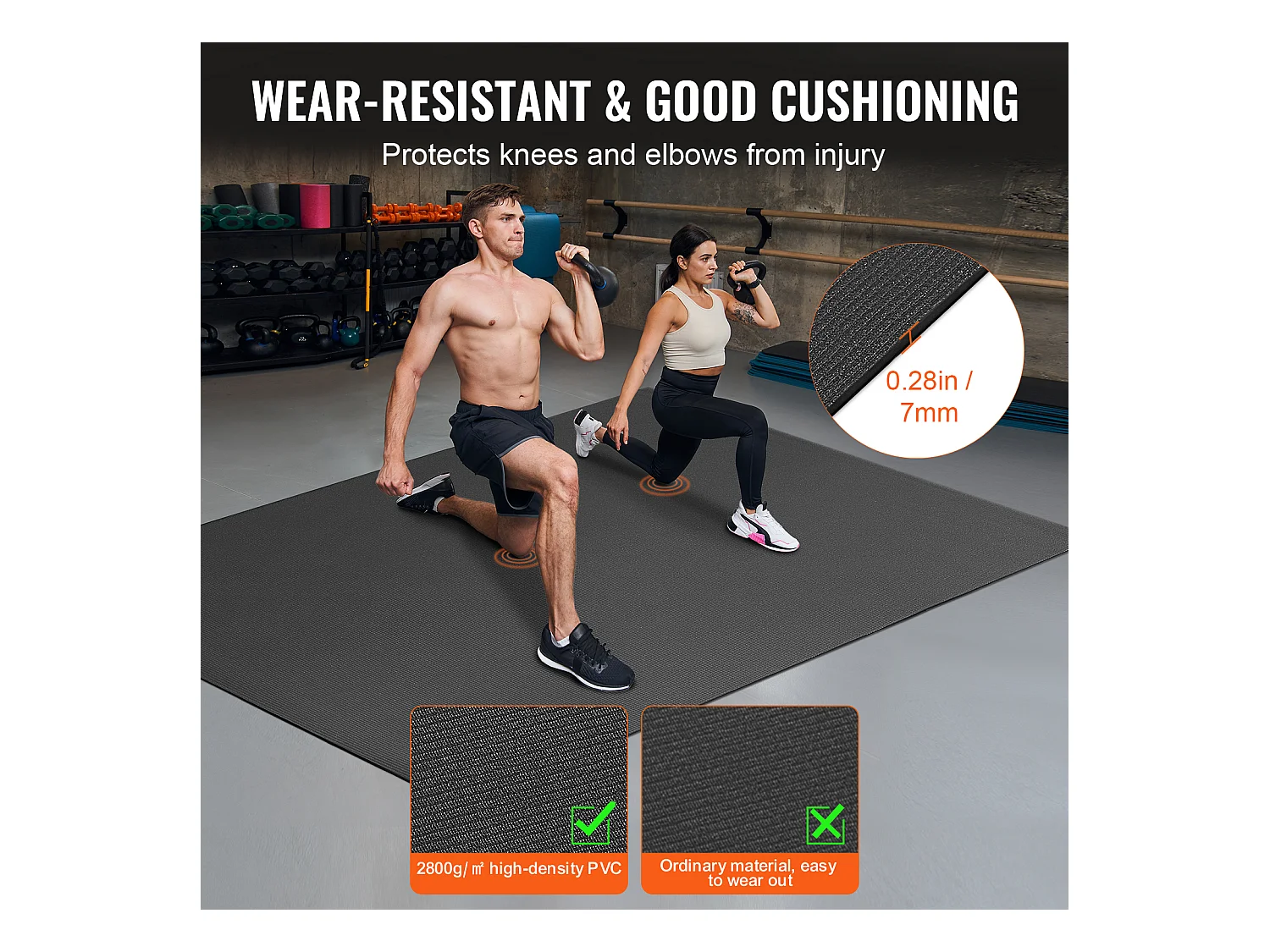 Yoga-Matte SucceBuy, Anti-Rutsch-Yoga-Matte, 2,1 x 1,5 m, für Fitness und Pilates, Schwarz