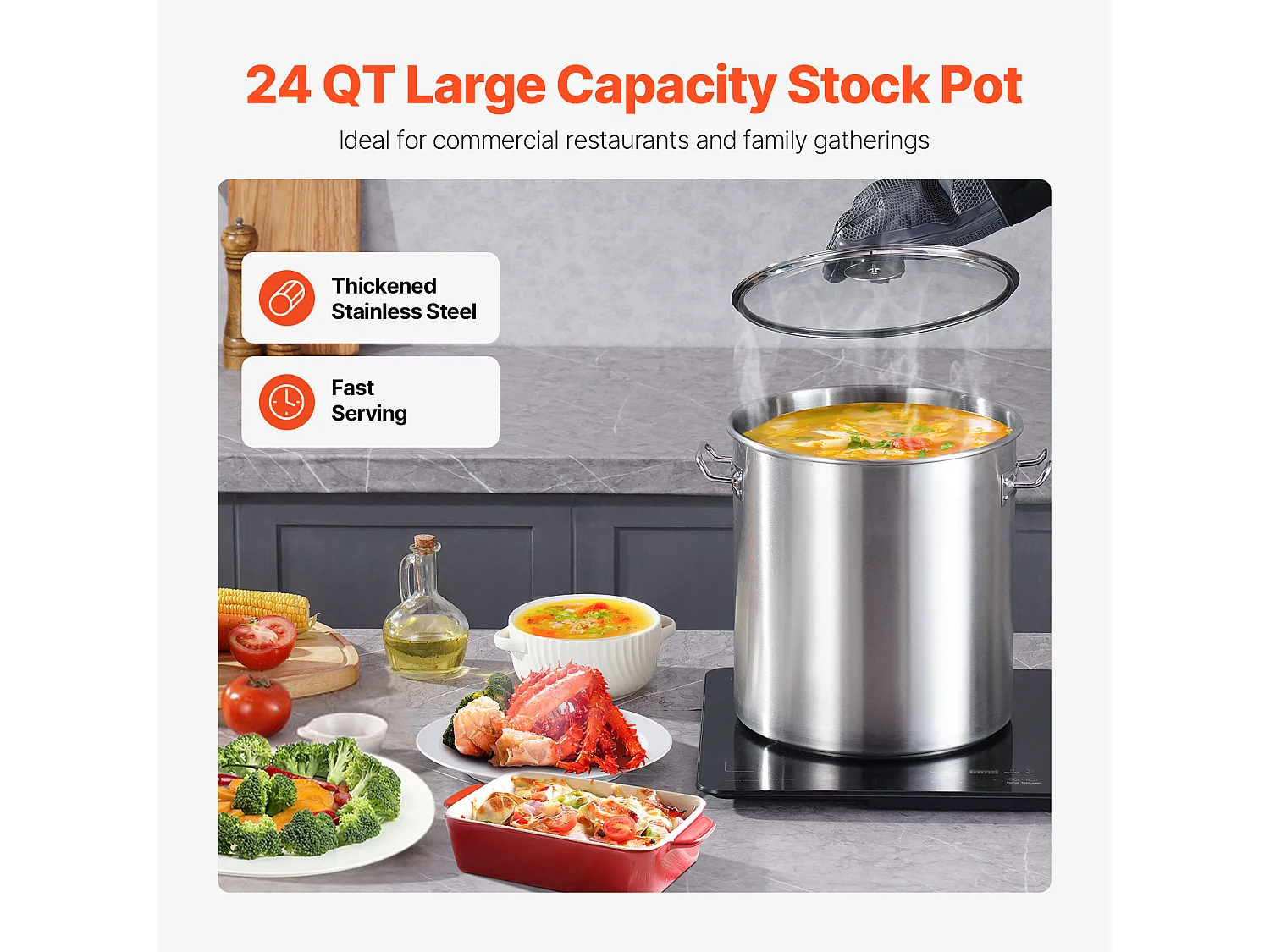 Roestvrijstalen Kookpot SucceBuy, 22,7 l, met Deksel en Handvat