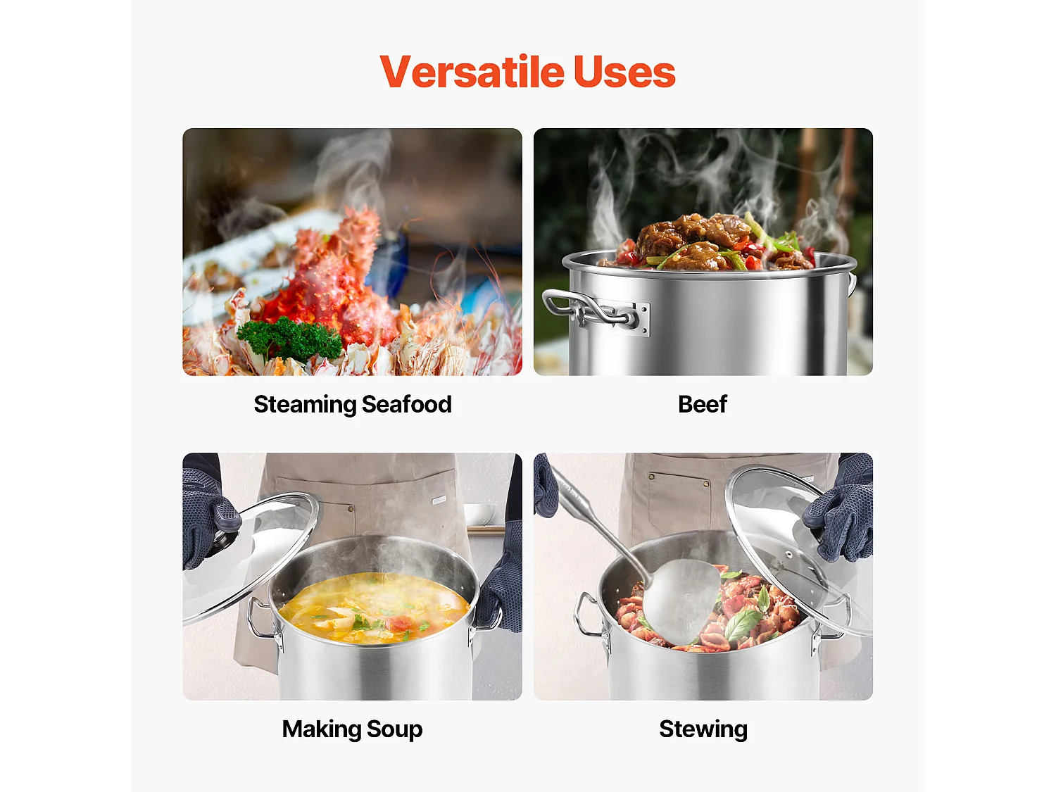 Roestvrijstalen Kookpot SucceBuy, 22,7 l, met Deksel en Handvat