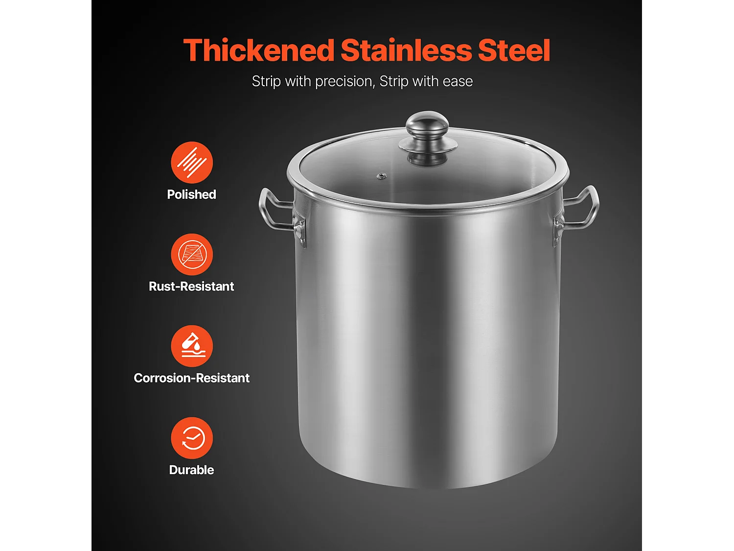 Panela de Aço Inoxidável SucceBuy, 22,7 L, com Tampa e Pega