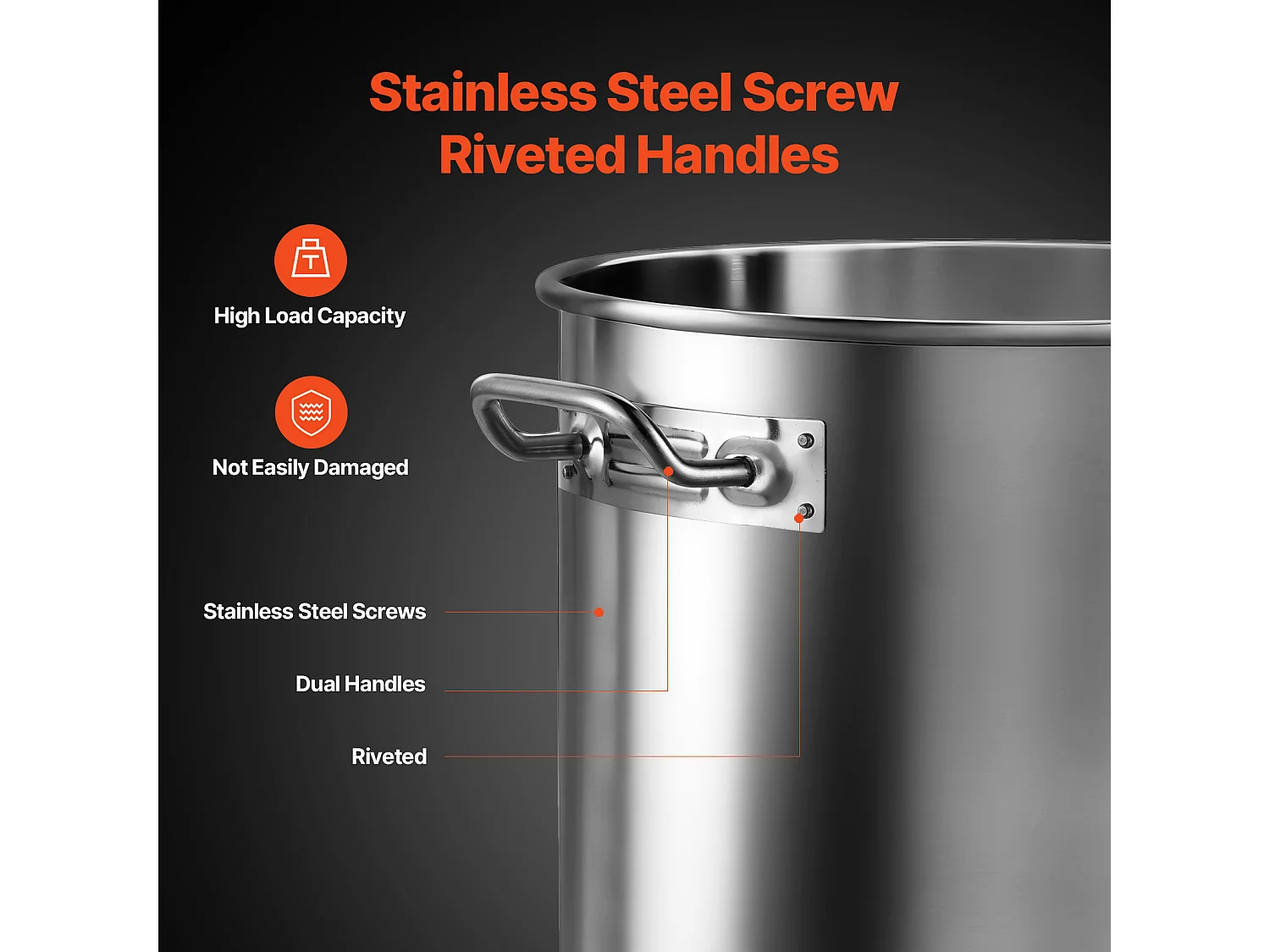 Panela de Aço Inoxidável SucceBuy, 22,7 L, com Tampa e Pega