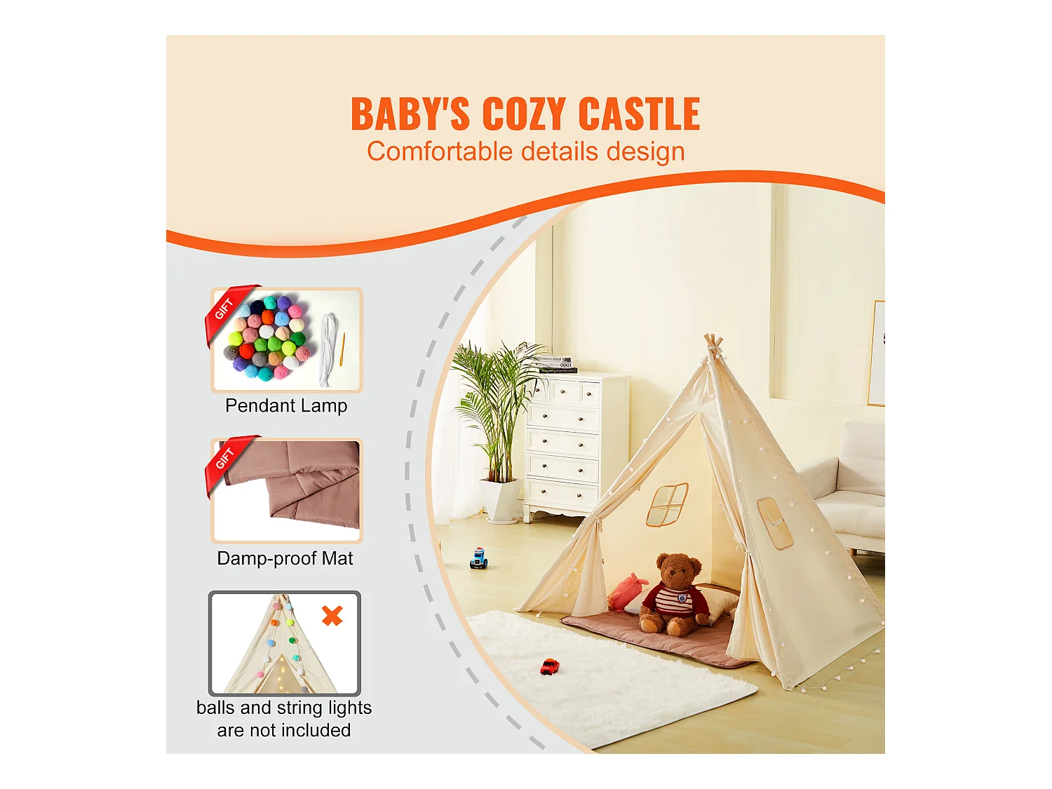 Speeltent voor Kinderen SucceBuy, 1 tot 5 Jaar, met Mat en Ballen