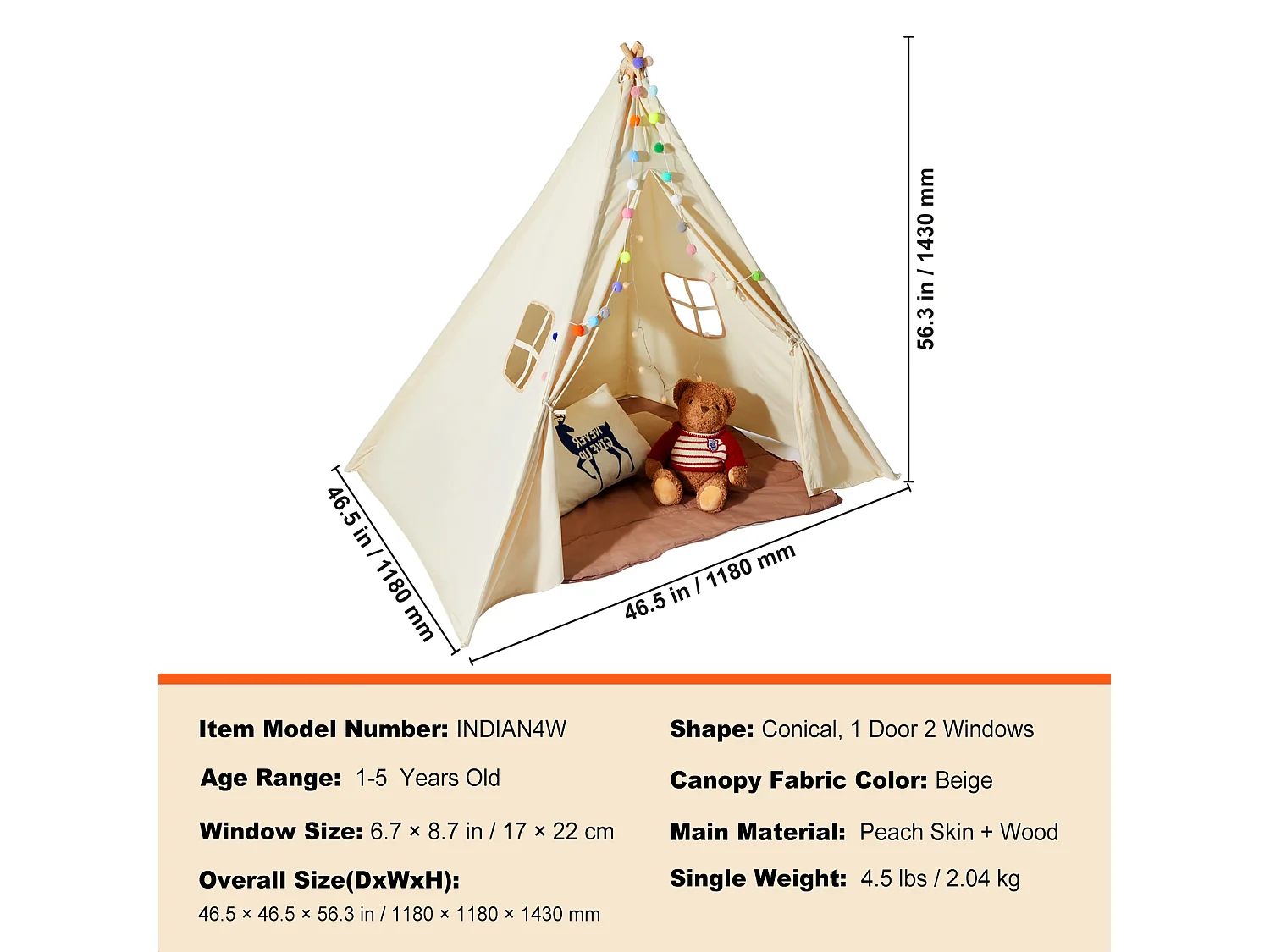 Tente de Jeu pour Enfants SucceBuy, 1 à 5 Ans, avec Tapis et Balles