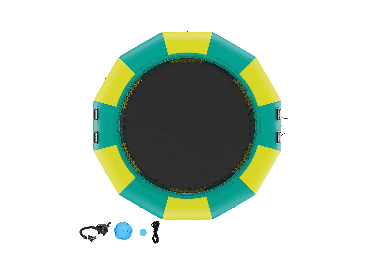 Trampoline Aquatique Gonflable SucceBuy 367 cm, Trampoline sur l’Eau 367 x 60 cm, PVC, Jaune-Vert