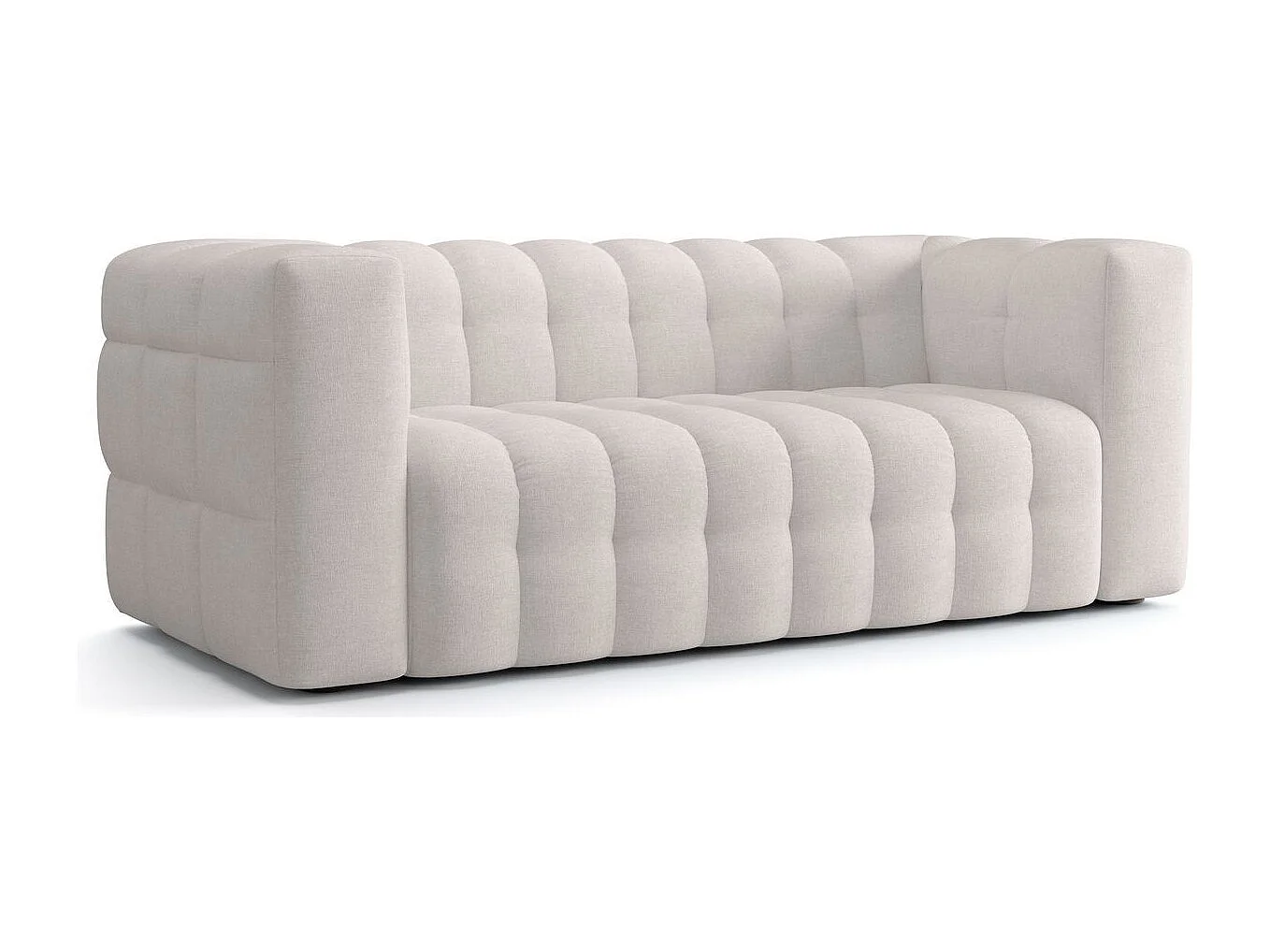 Canapé capitonné 3 places en tissu chenille beige - Cester