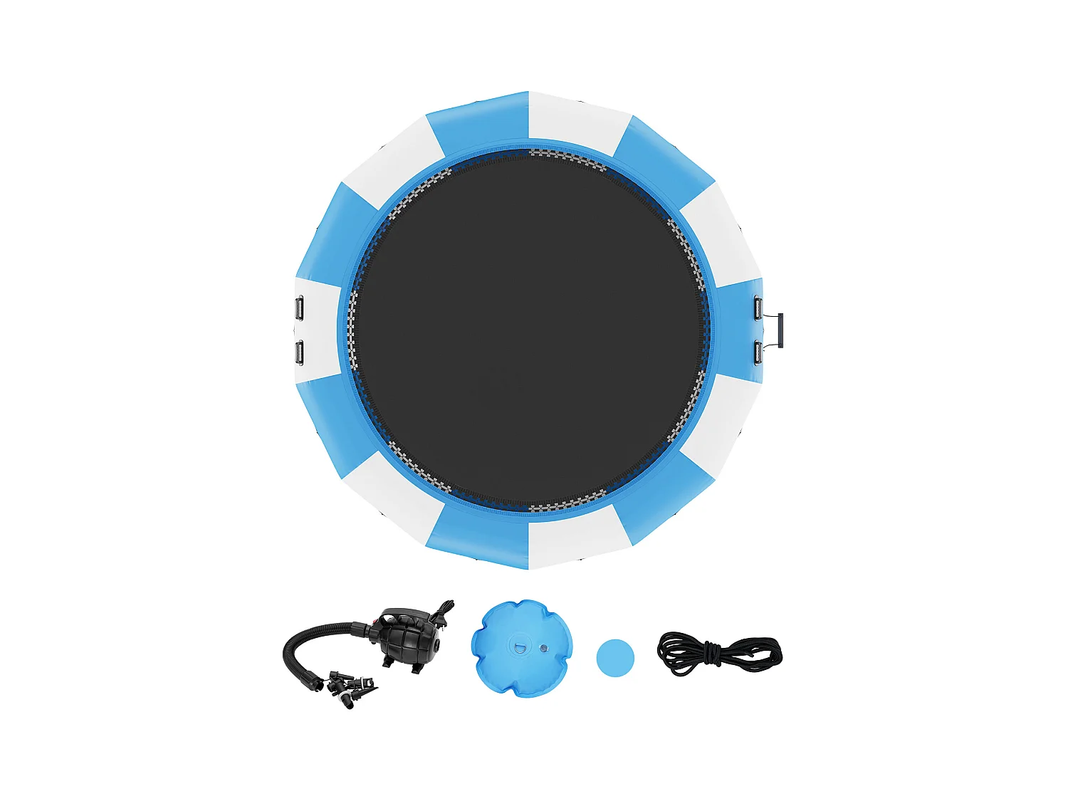 Trampoline Aquatique Gonflable SucceBuy 457 cm, Trampoline sur l’Eau 470x60 cm, Bleu-Blanc