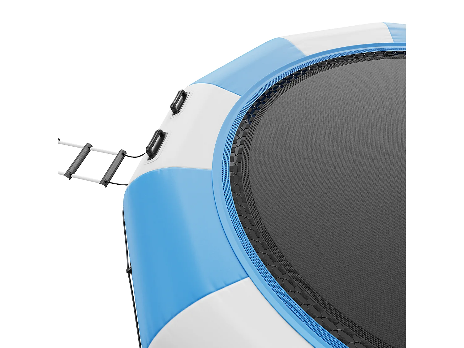 Trampoline Aquatique Gonflable SucceBuy 457 cm, Trampoline sur l’Eau 470x60 cm, Bleu-Blanc