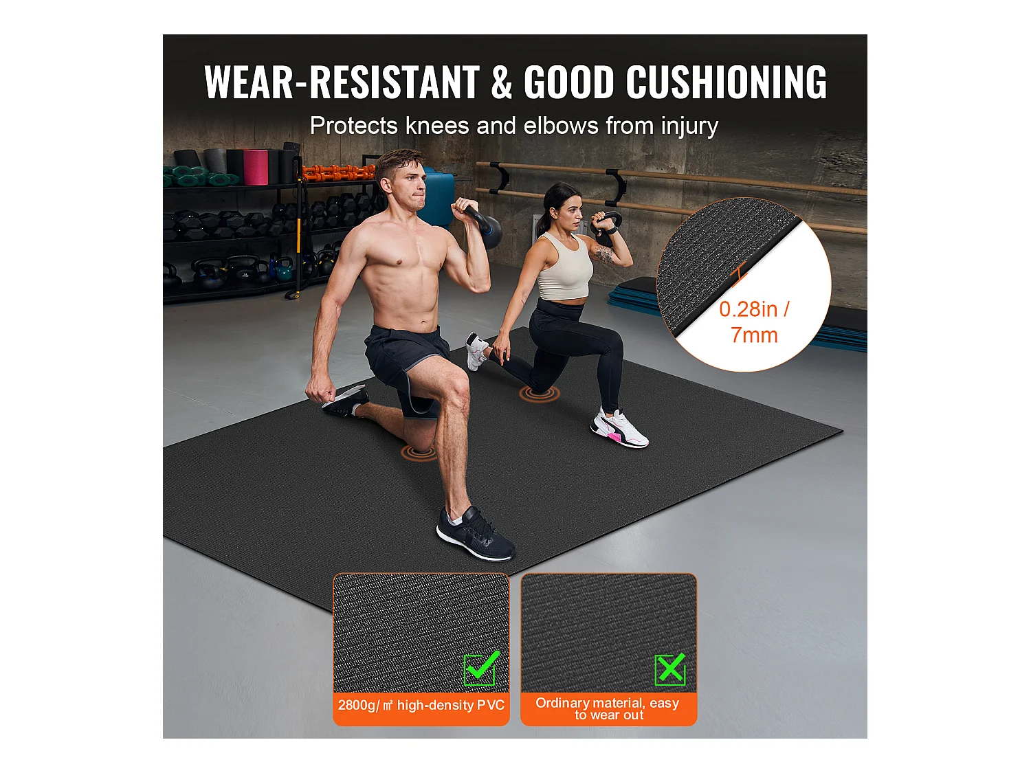 Tapis de Yoga SucceBuy, Tapis d'Exercice Antidérapant, 1,2 X 1,8 m, pour Hommes et Femmes, Noir