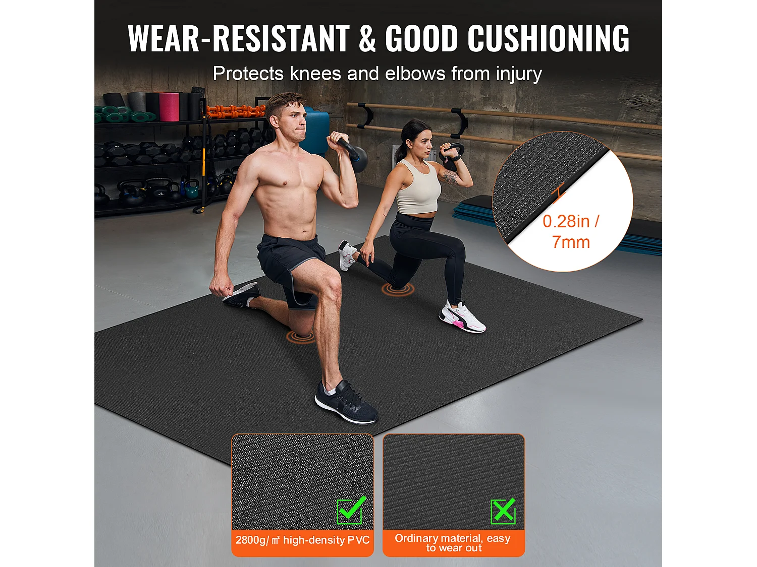 Tapis de Yoga SucceBuy, Tapis d'Exercice Antidérapant, 1,2 X 1,8 m, pour Hommes et Femmes, Noir