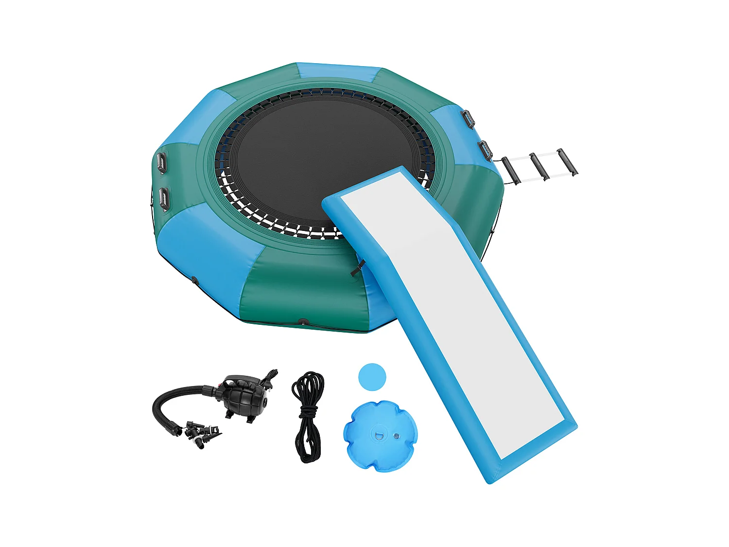 Trampoline Aquatique Gonflable SucceBuy, Trampoline sur l’Eau, 305 cm, 310x60 cm, 20,25 kg, avec Toboggan, pour Enfants