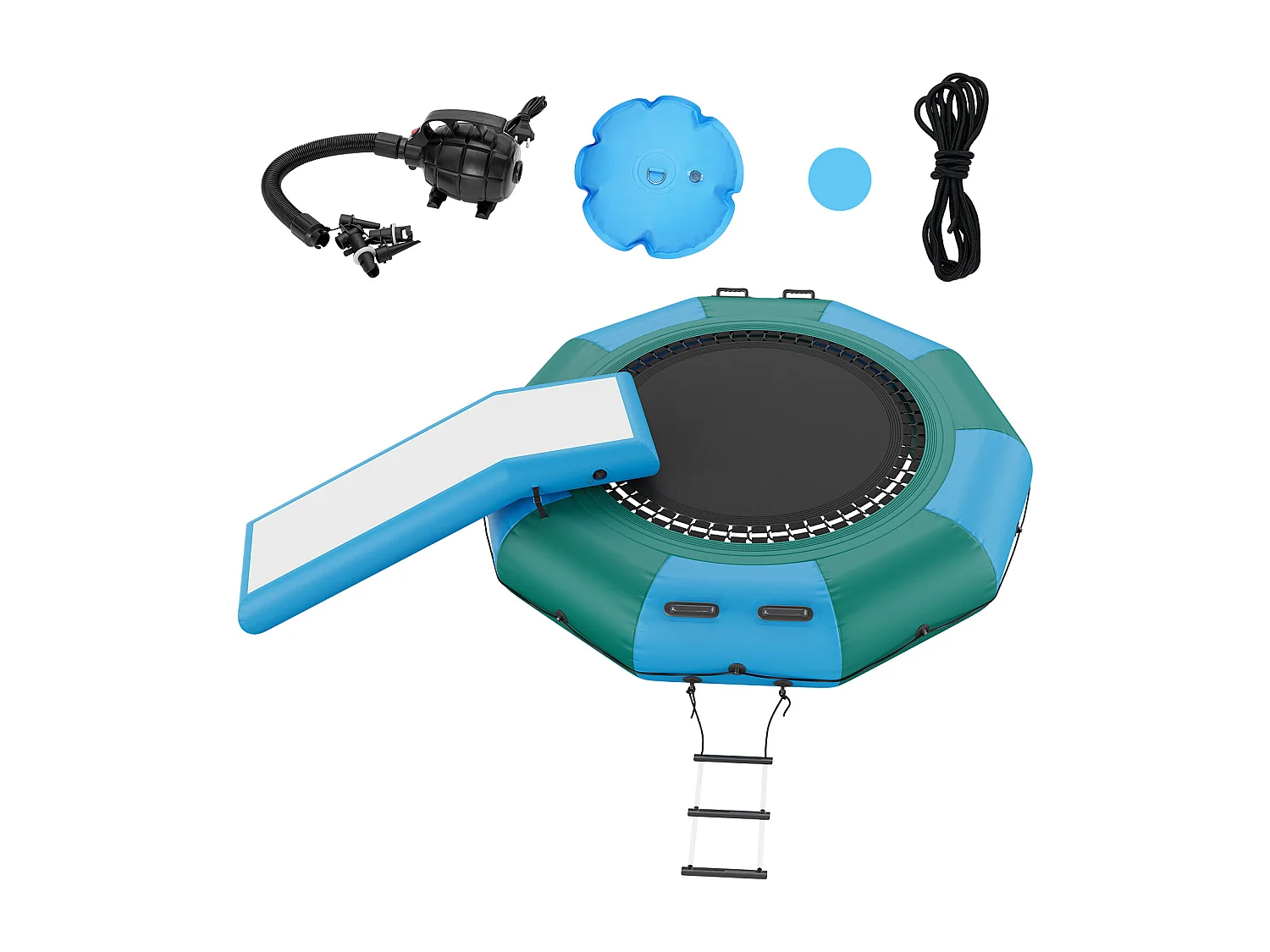 Trampoline Aquatique Gonflable SucceBuy, Trampoline sur l’Eau, 305 cm, 310x60 cm, 20,25 kg, avec Toboggan, pour Enfants