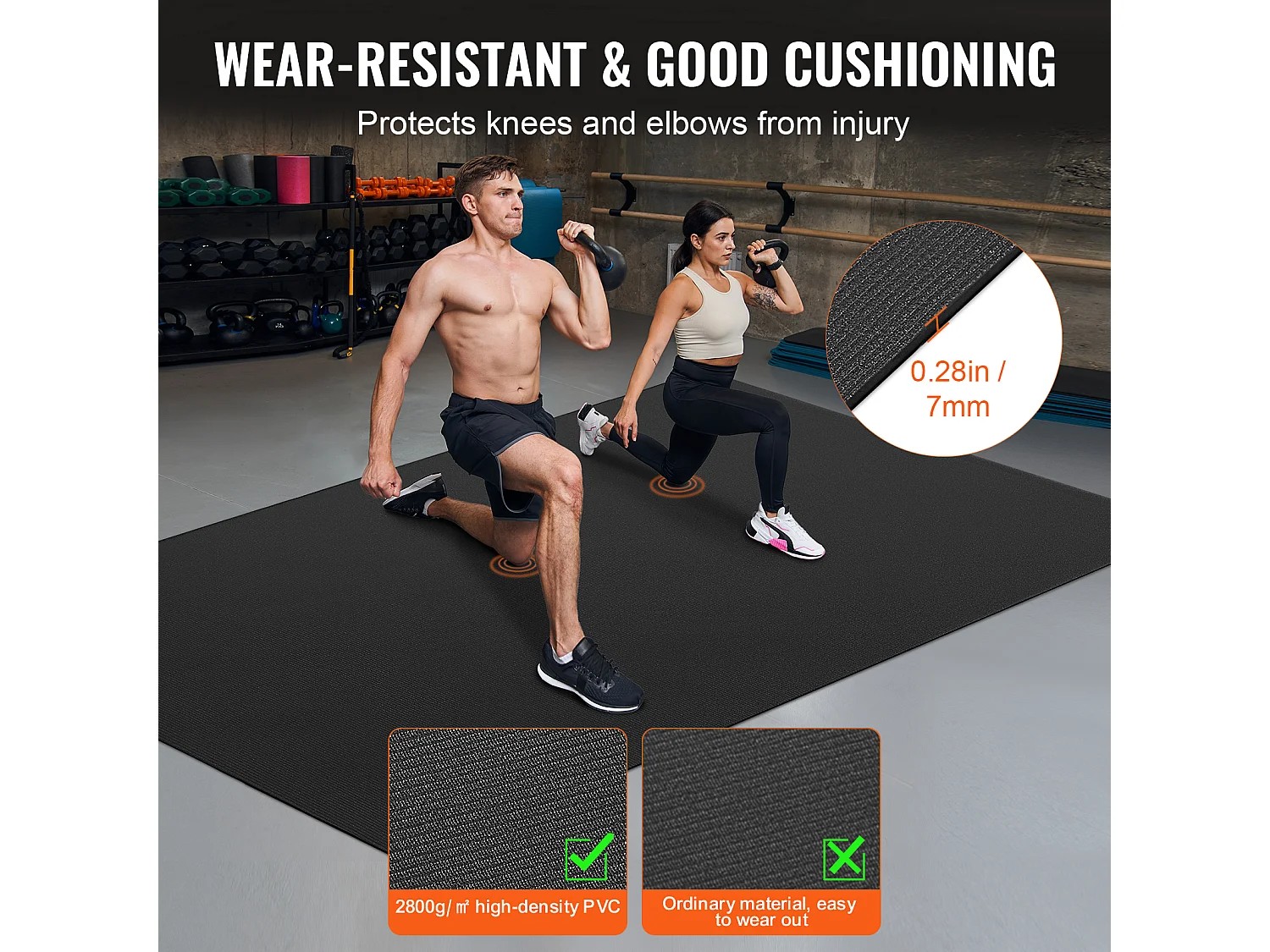 Tapis de Yoga SucceBuy, Tapis d'Exercice, 2,4 x 1,8 m, Tapis de Yoga Antidérapant, PVC, pour Yoga à Domicile, Pilates et Entraînement au Sol