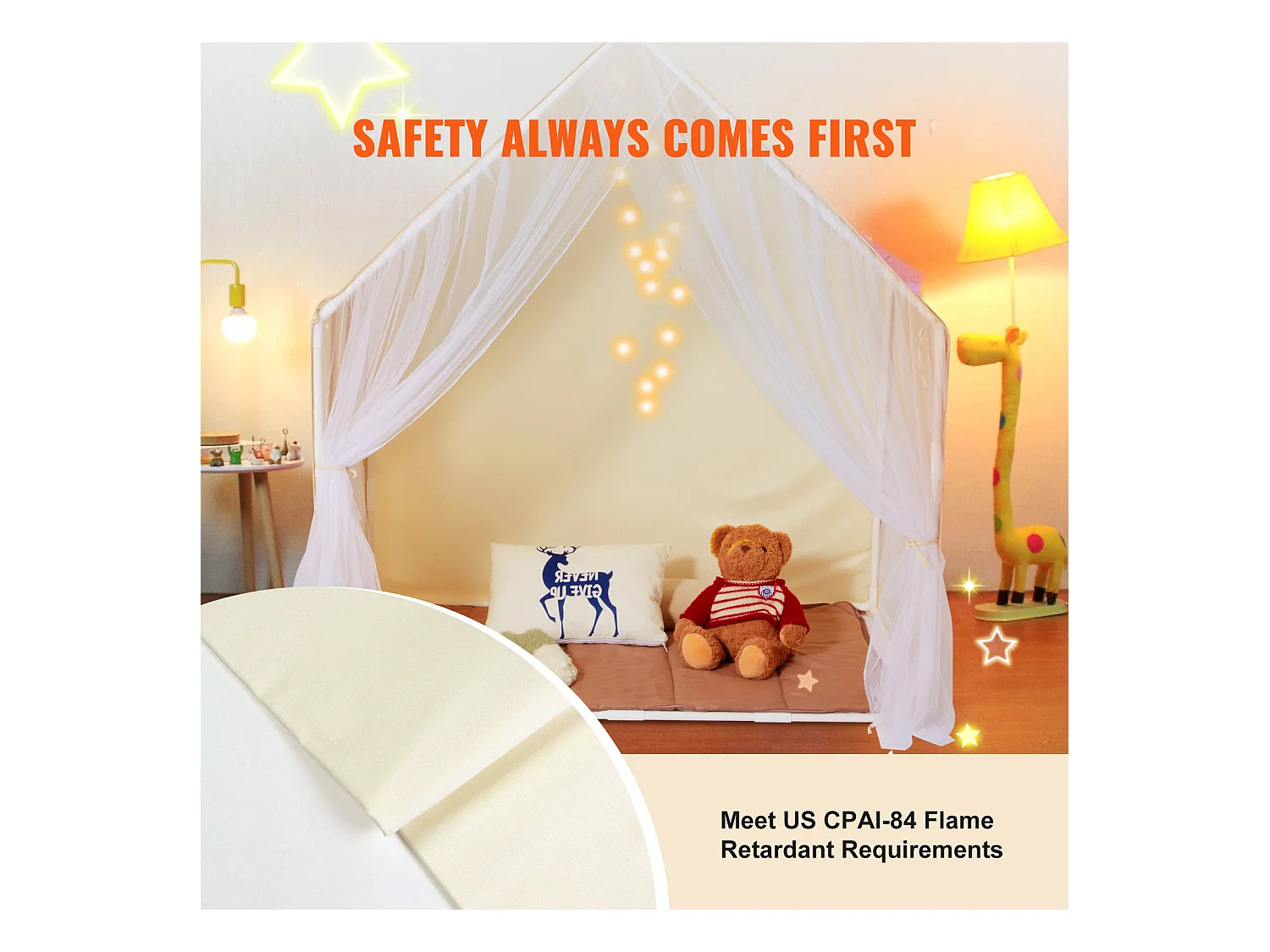 Tente de Jeu pour Enfants SucceBuy, 1 à 5 Ans, Yourte, avec Tapis et Lampe