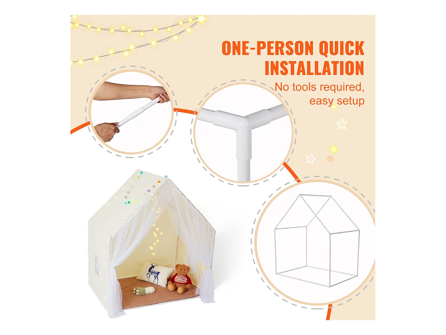 Tente de Jeu pour Enfants SucceBuy, 1 à 5 Ans, Yourte, avec Tapis et Lampe