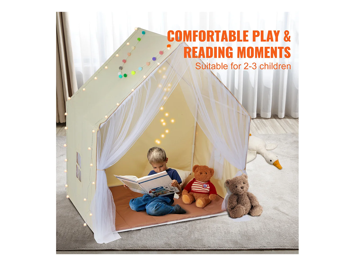 Tente de Jeu pour Enfants SucceBuy, 1 à 5 Ans, Yourte, avec Tapis et Lampe