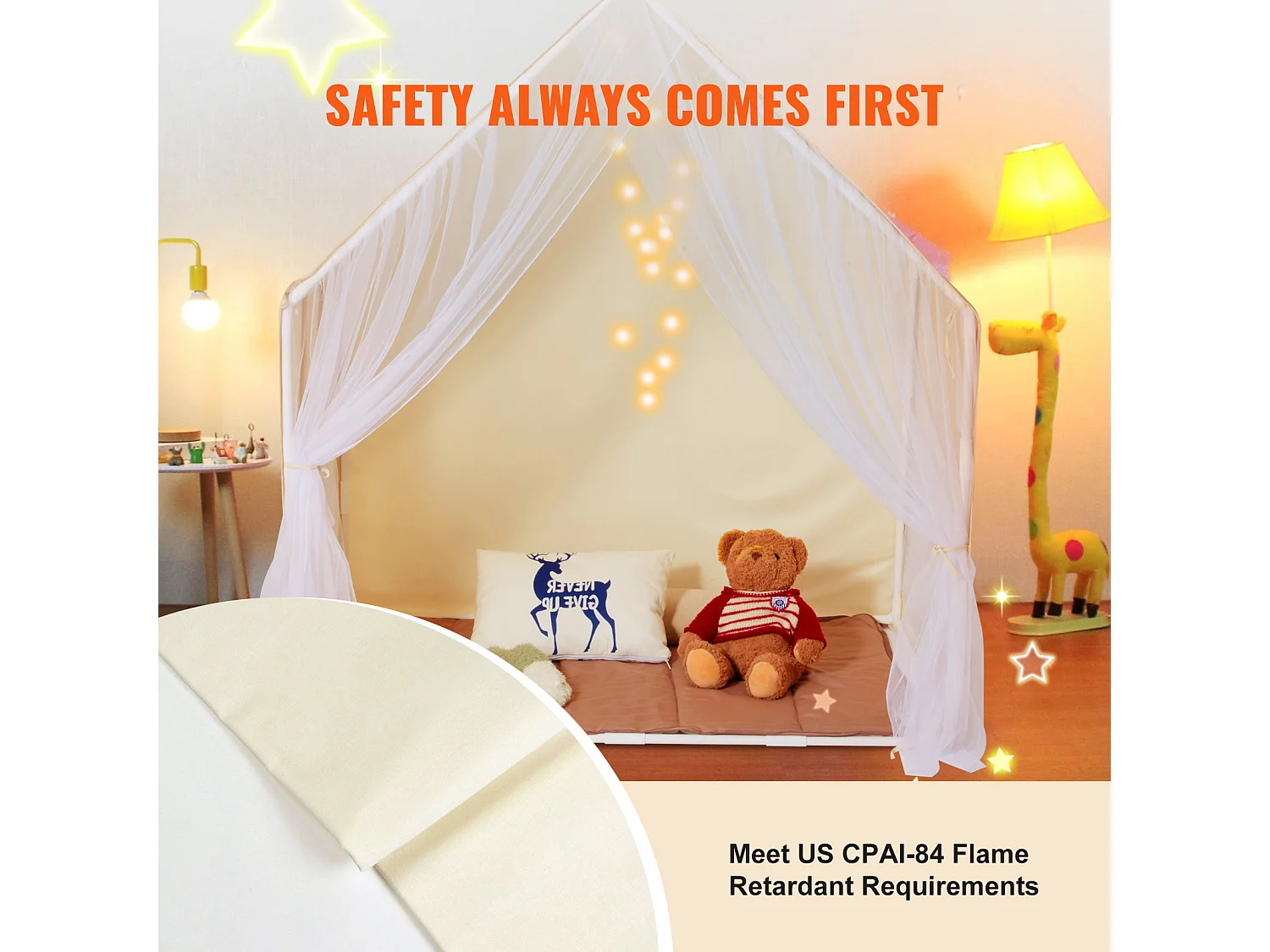 Tente de Jeu pour Enfants SucceBuy, 1 à 5 Ans, Yourte, avec Tapis et Lampe