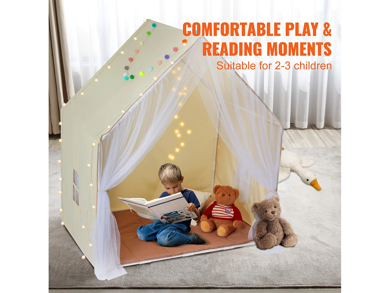 Tente de Jeu pour Enfants SucceBuy, 1 à 5 Ans, Yourte, avec Tapis et Lampe